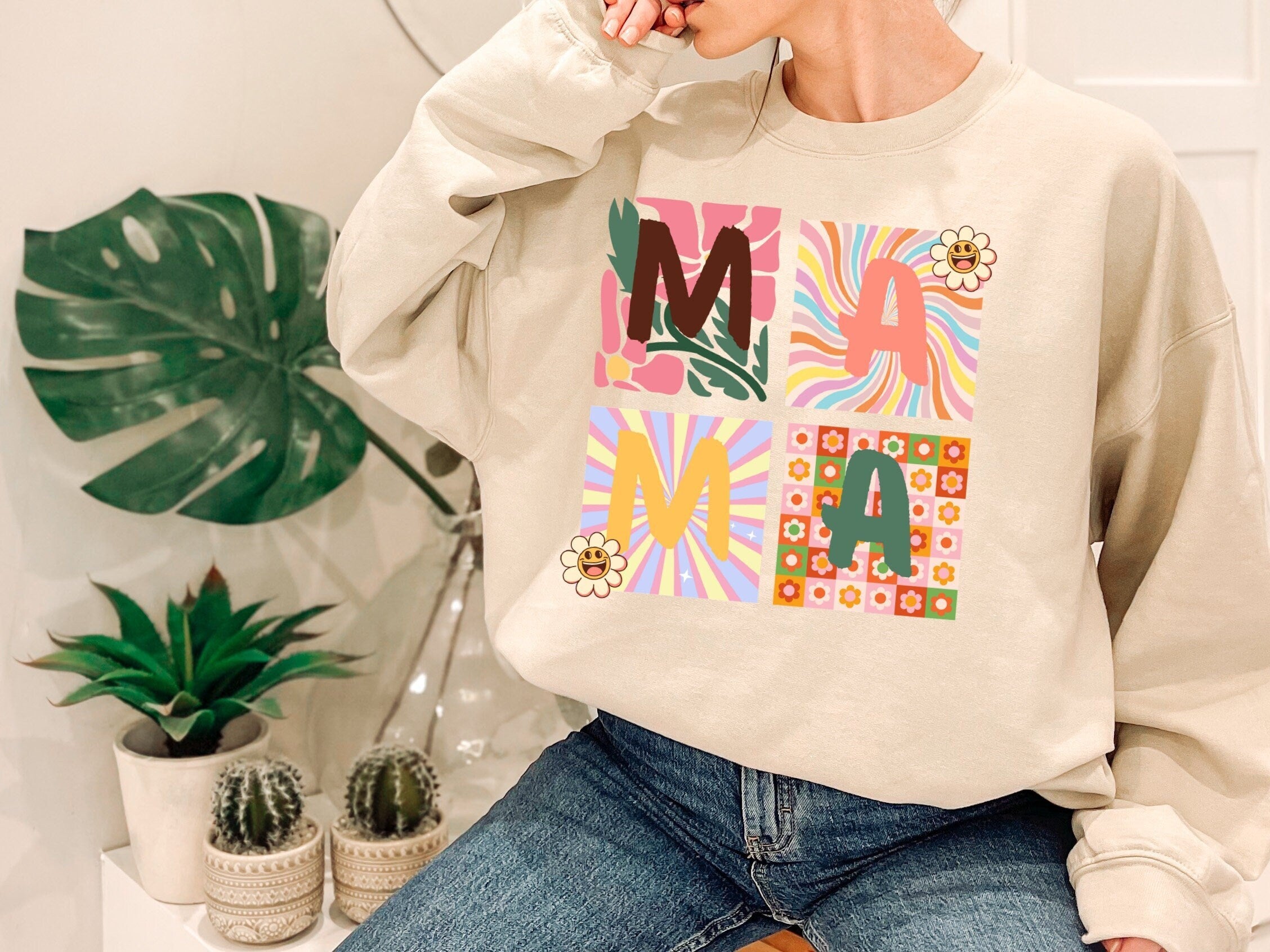 Retro Mama Sweatshirt,  Mama Shirt, Mom Life Shirt,Girl Mama Shirt, Motherhood Shirt,,Mothers Day Gift Cute Mom Shirt,Mama T-shirt