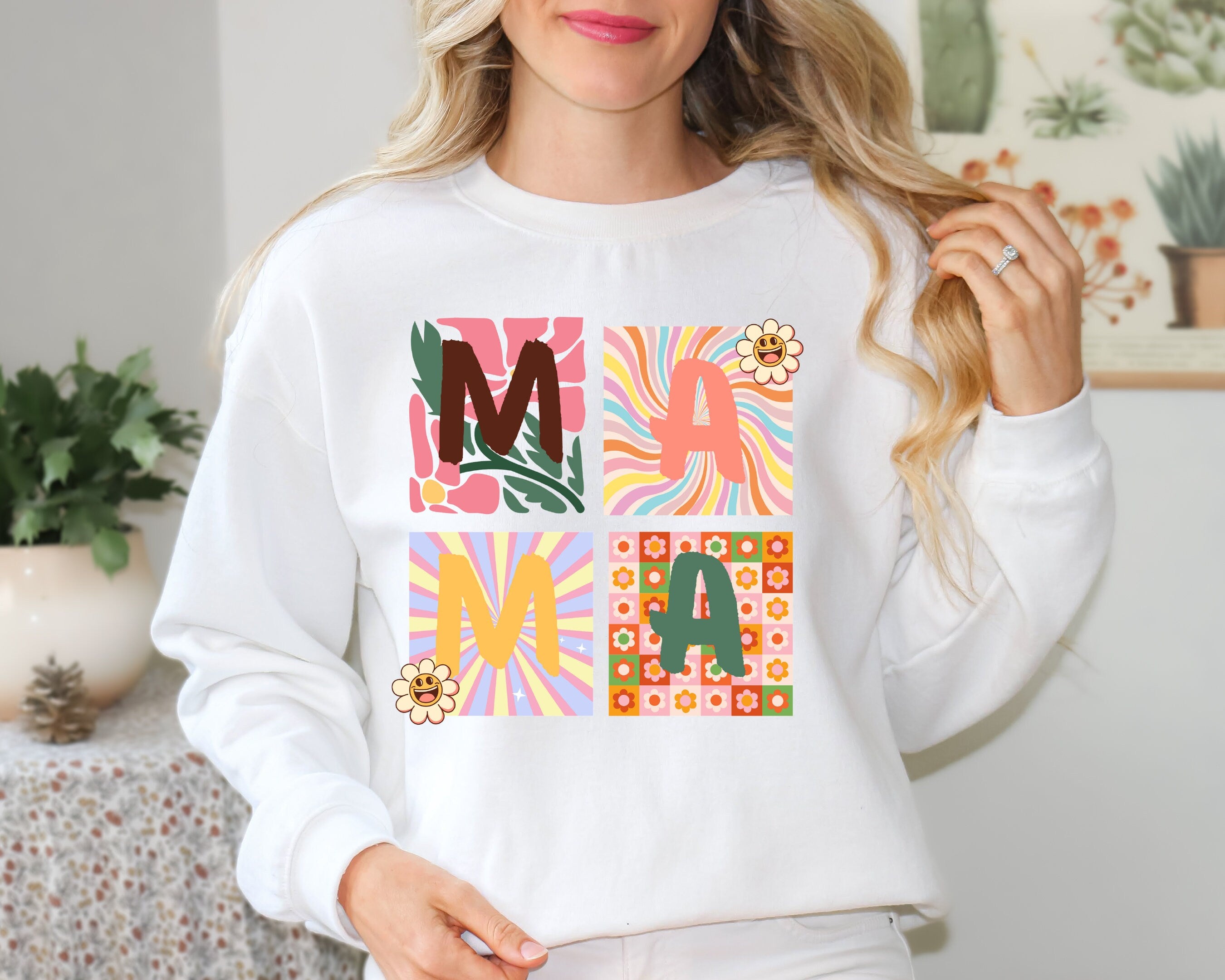 Retro Mama Sweatshirt,  Mama Shirt, Mom Life Shirt,Girl Mama Shirt, Motherhood Shirt,,Mothers Day Gift Cute Mom Shirt,Mama T-shirt