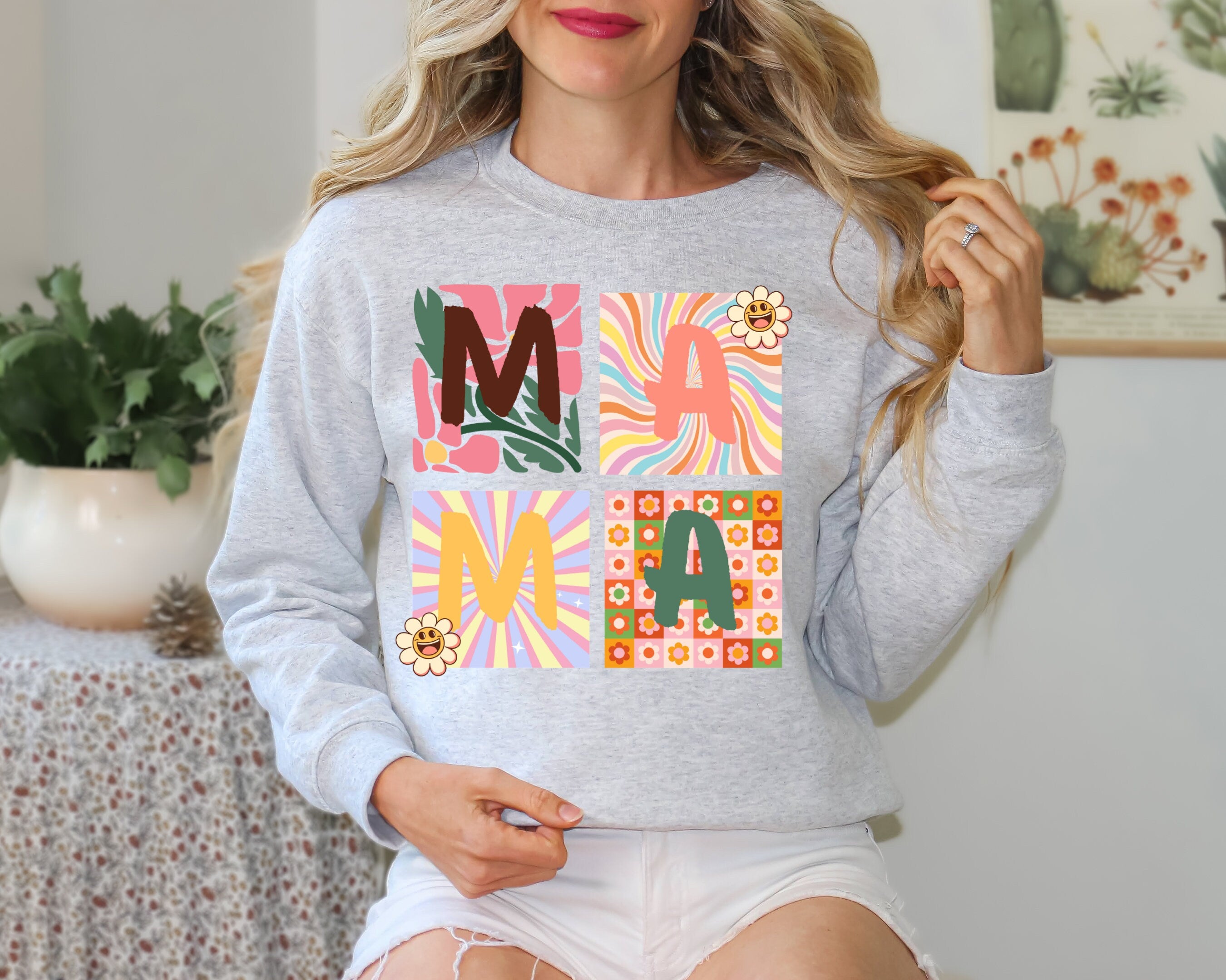 Retro Mama Sweatshirt,  Mama Shirt, Mom Life Shirt,Girl Mama Shirt, Motherhood Shirt,,Mothers Day Gift Cute Mom Shirt,Mama T-shirt