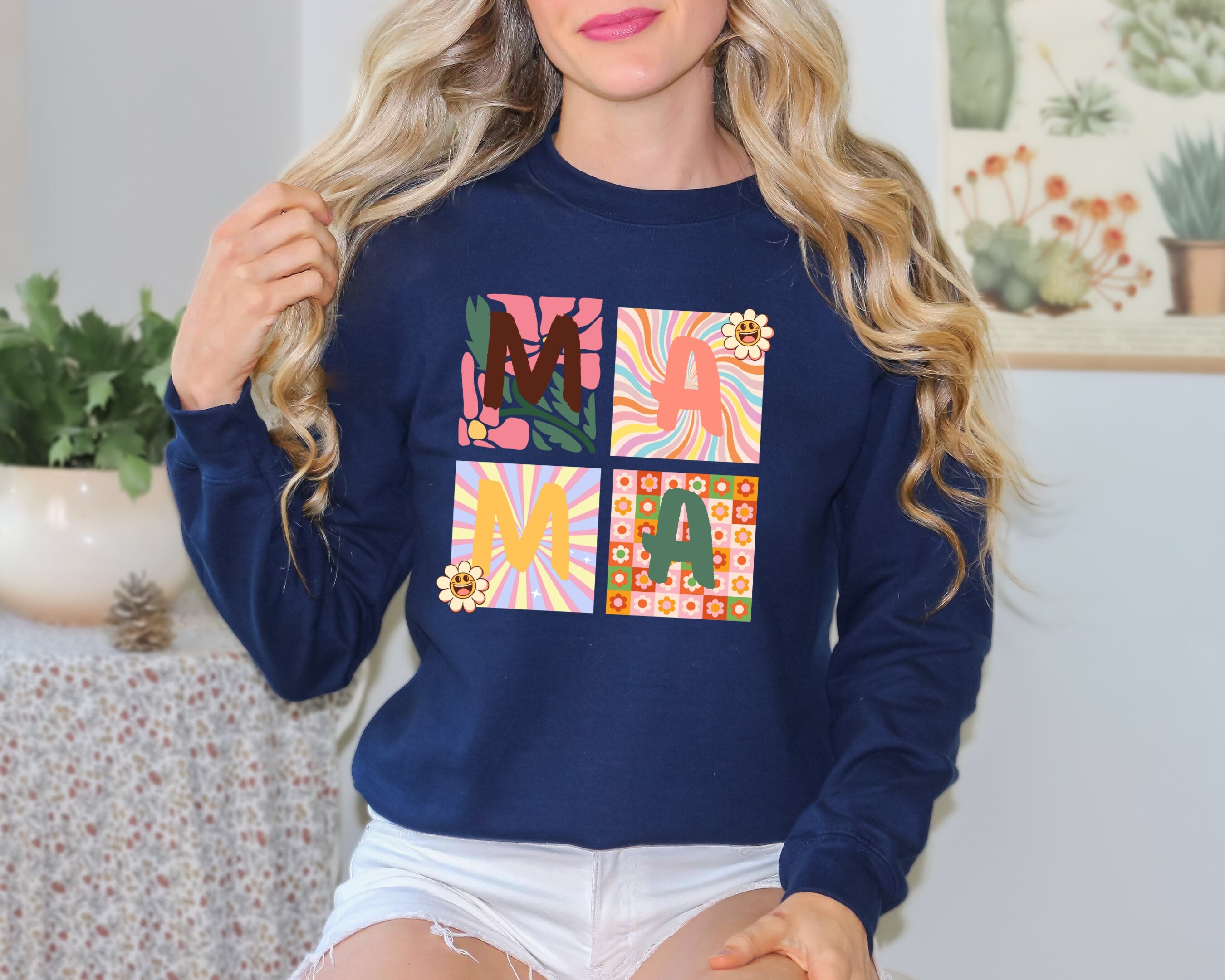 Retro Mama Sweatshirt,  Mama Shirt, Mom Life Shirt,Girl Mama Shirt, Motherhood Shirt,,Mothers Day Gift Cute Mom Shirt,Mama T-shirt