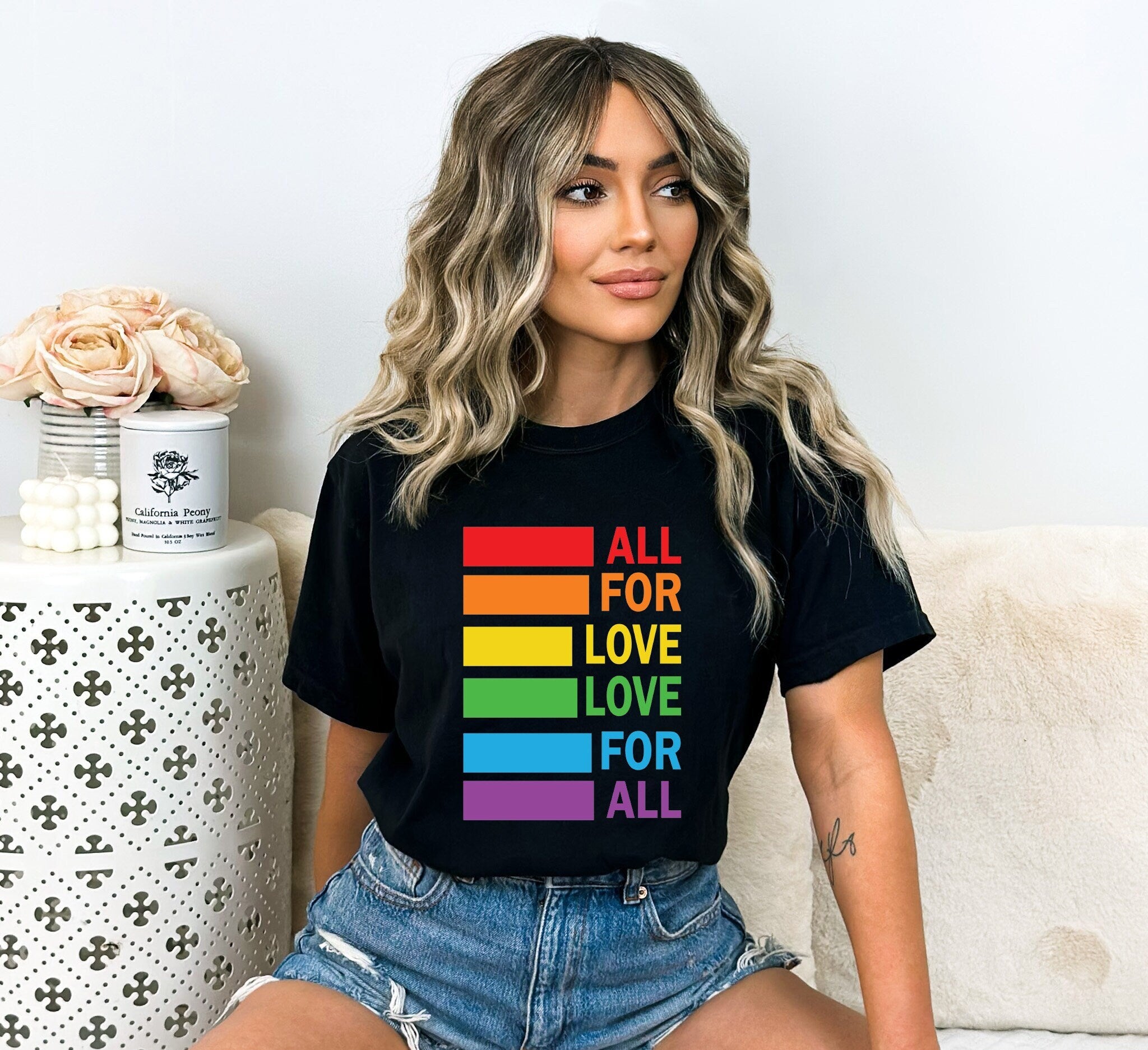 All for Love Shirt, Pride Month Tee for Political Activism, LGBTQ Apparel for Human Rights, Gay Pride T-shirt, Support Political Activism