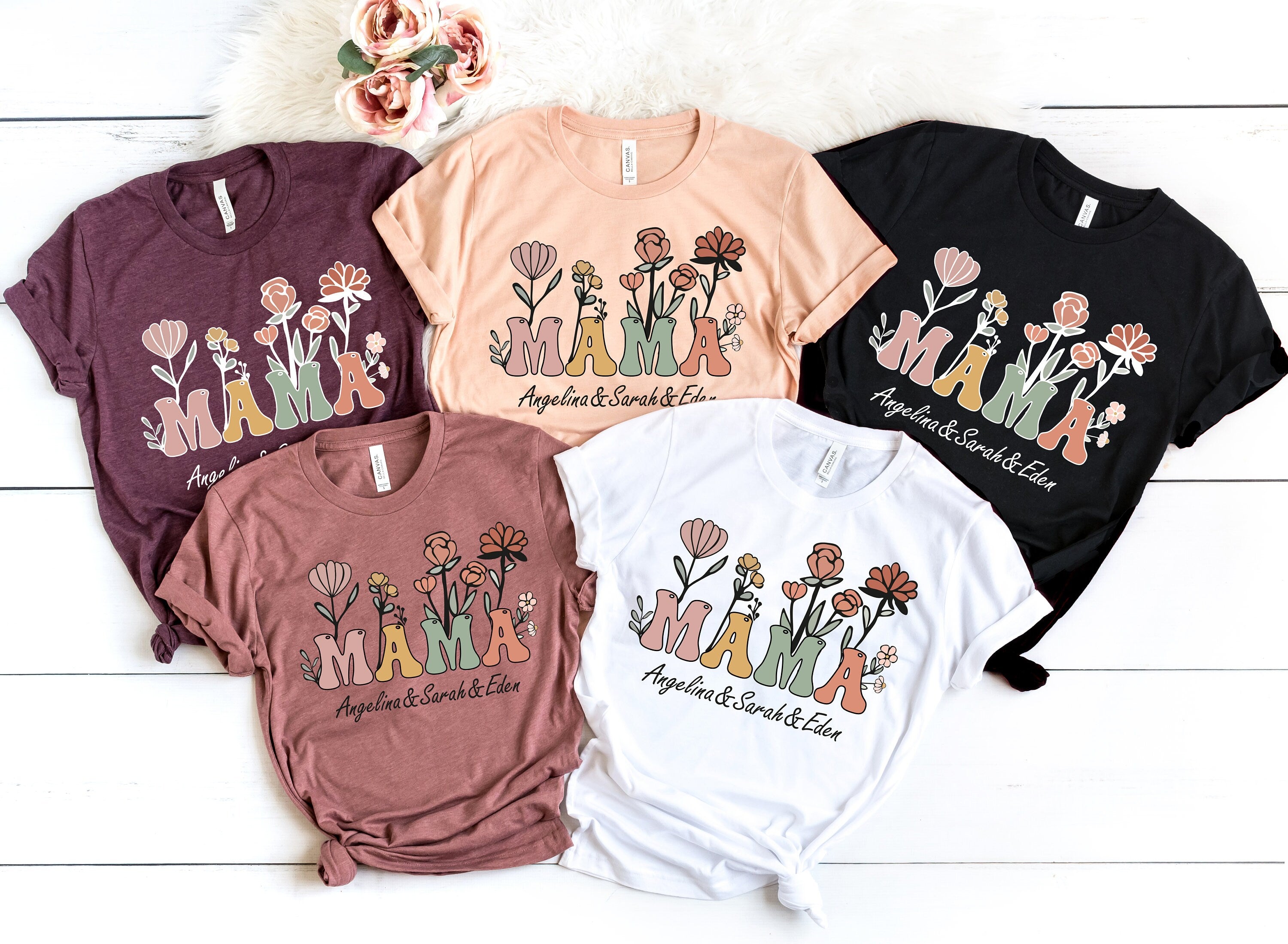 Mama and Kids Shirt, Mom Life Shirt, Mama Shirt, Mom and child gifts, Personalized Mom Shirt,Custom Kids Name Mama Shirt, Mothers Day Shirt