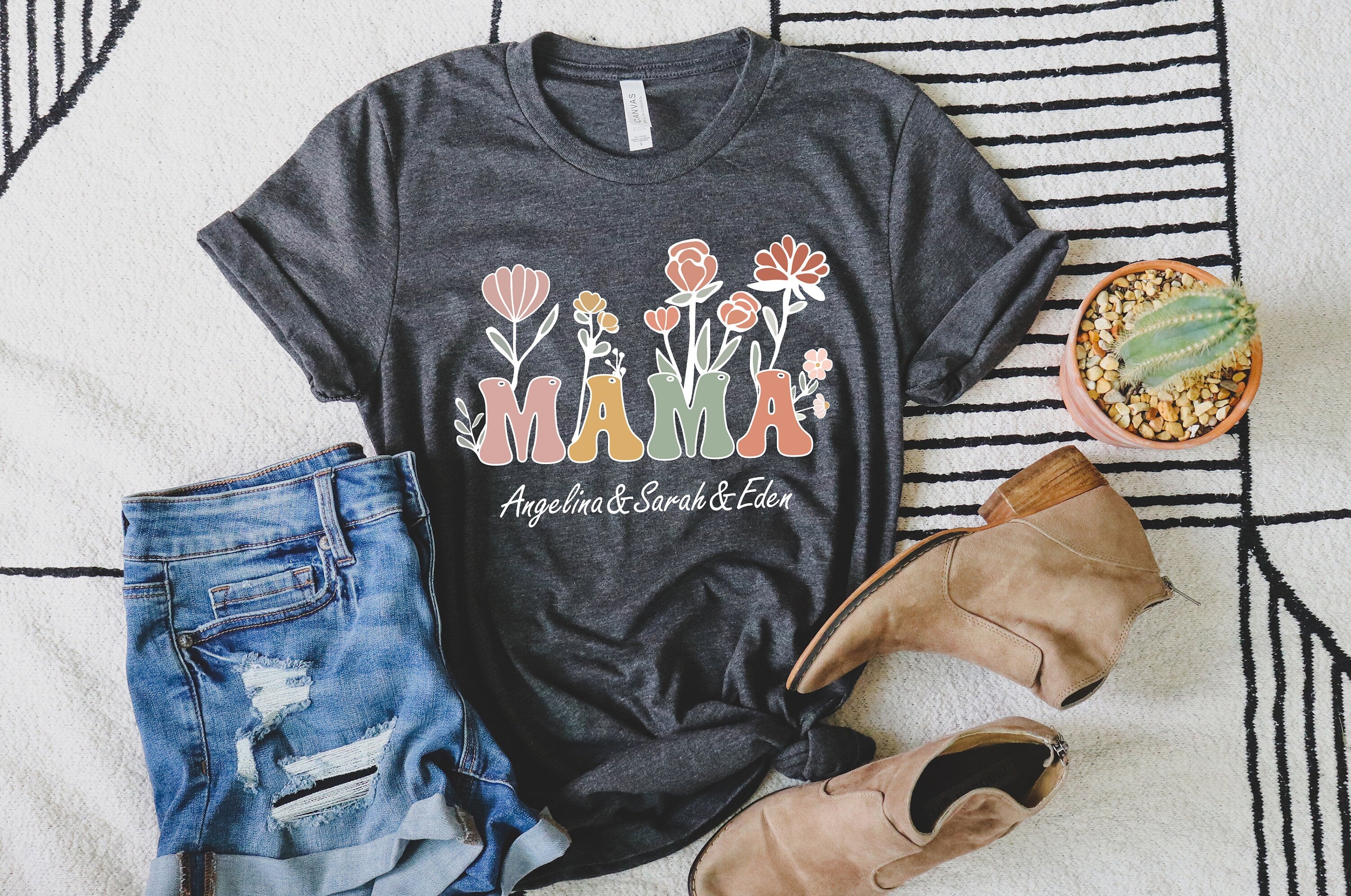 Mama and Kids Shirt, Mom Life Shirt, Mama Shirt, Mom and child gifts, Personalized Mom Shirt,Custom Kids Name Mama Shirt, Mothers Day Shirt