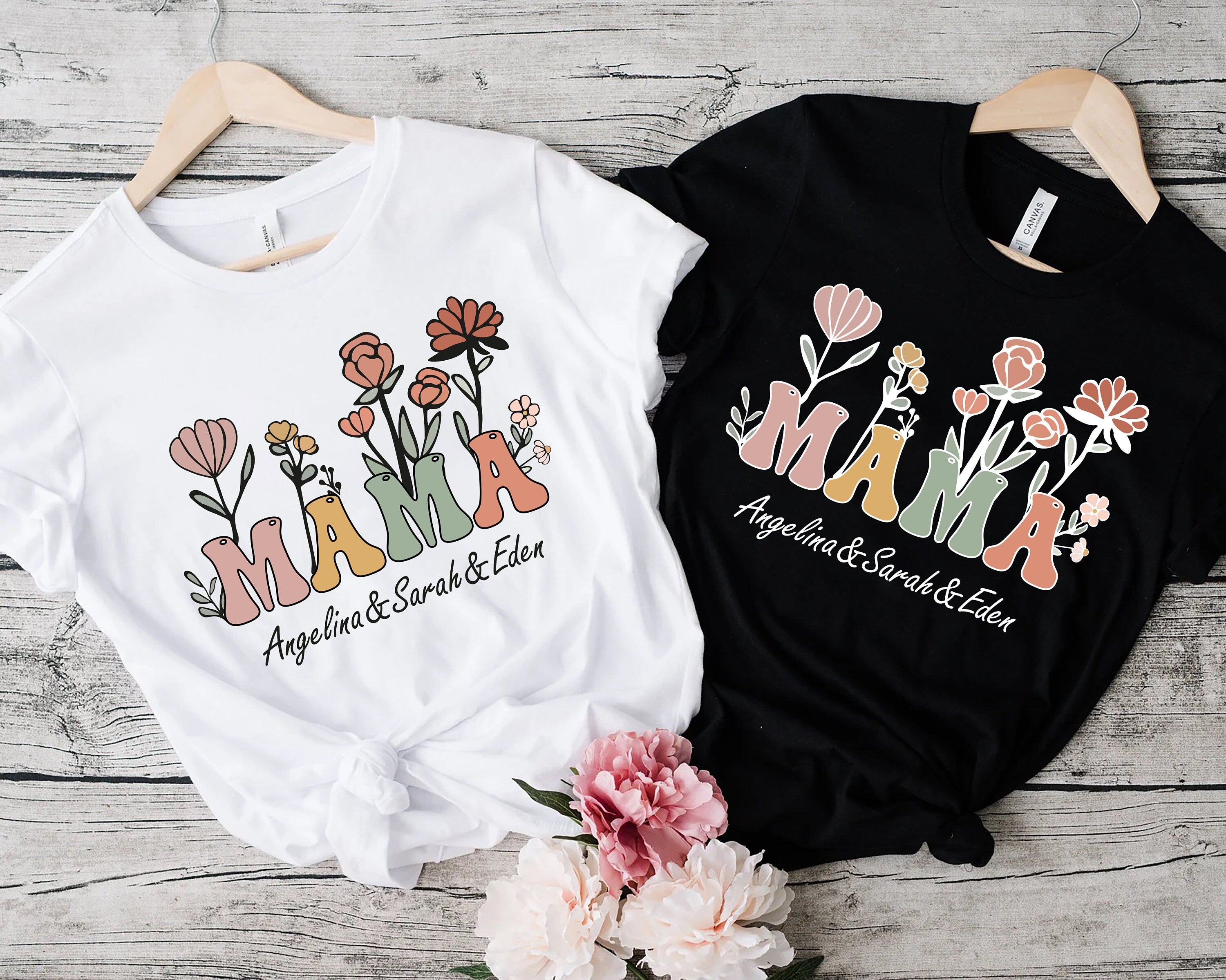 Mama and Kids Shirt, Mom Life Shirt, Mama Shirt, Mom and child gifts, Personalized Mom Shirt,Custom Kids Name Mama Shirt, Mothers Day Shirt