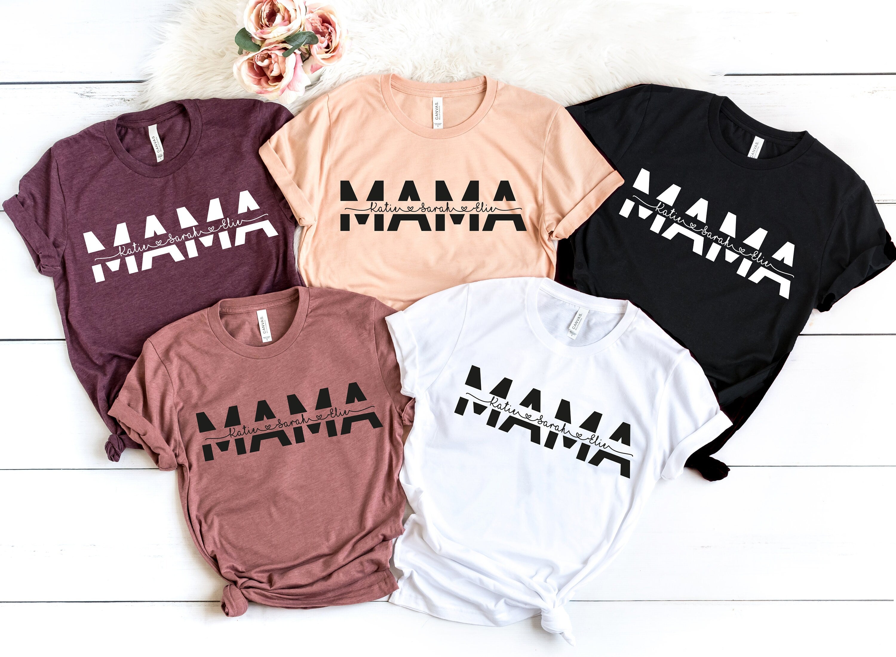 Mama and Kids Shirt, Mom Shirt, Mama Shirt, Mom gifts, Personalized Mom Shirt, Custom Kids Name Shirt, Mothers Day Shirt, Gift for her