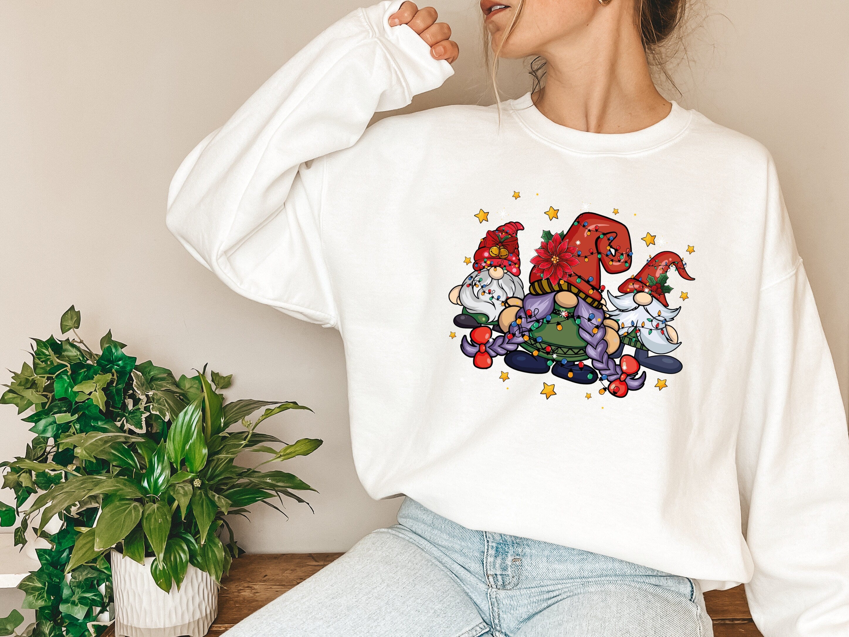 Christmas Gnomes Sweatshirt, Merry Christmas Sweatshirt, Buffalo Plaid Gnomes, Cute Sweatshirt, Christmas Gift, Holiday Gnomes Sweatshirt