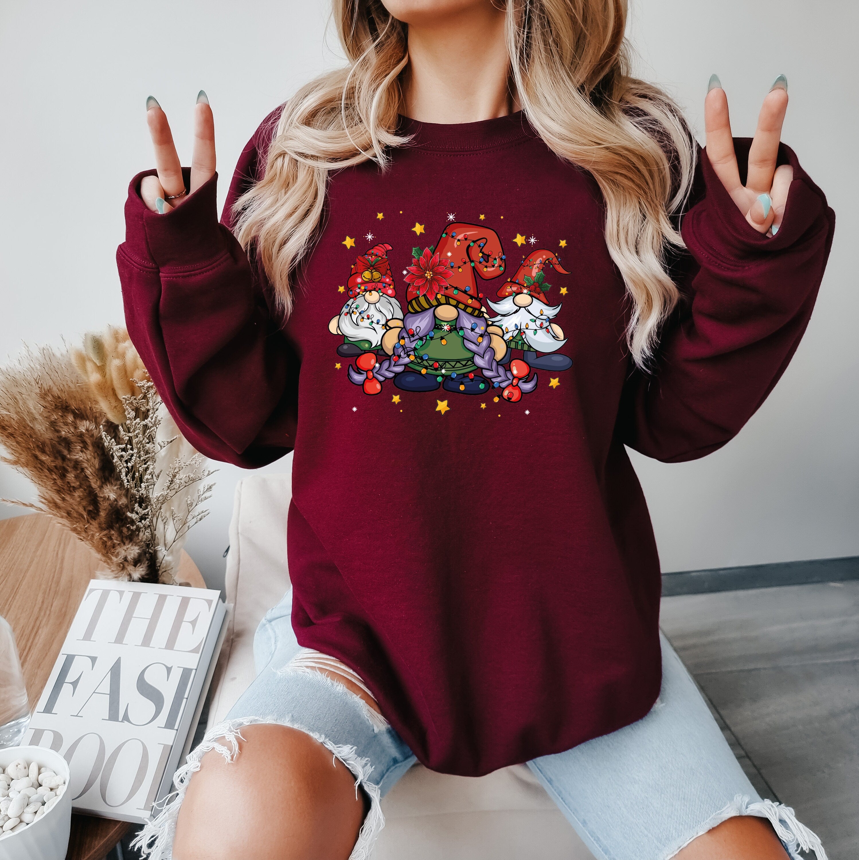Christmas Gnomes Sweatshirt, Merry Christmas Sweatshirt, Buffalo Plaid Gnomes, Cute Sweatshirt, Christmas Gift, Holiday Gnomes Sweatshirt