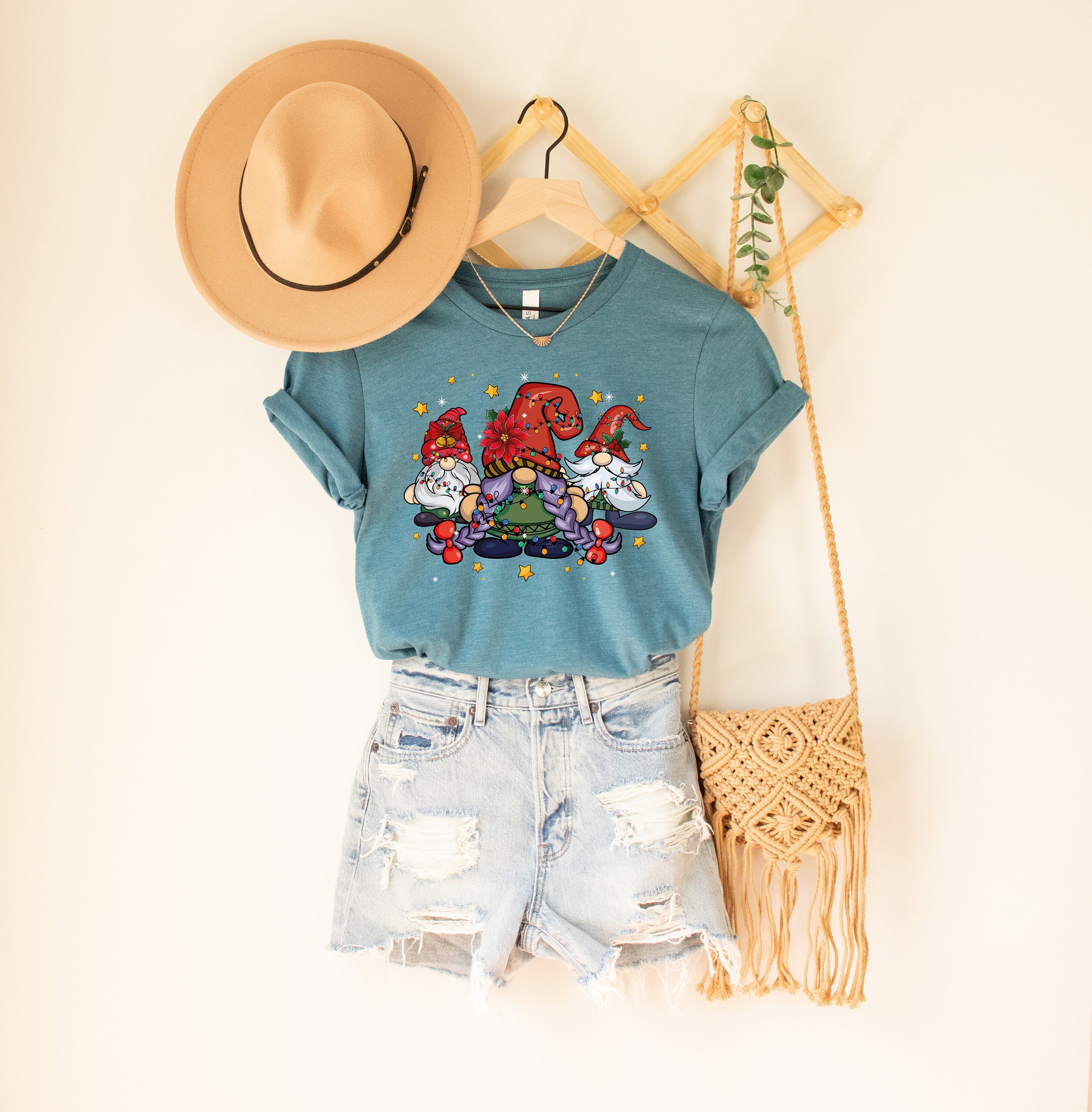 Cute Christmas Gnomes Shirt, Merry Christmas Shirt, Buffalo Plaid Gnomes, Merry Vibes Shirt, Trendy Christmas Gift, Holiday Gnomes Shirt