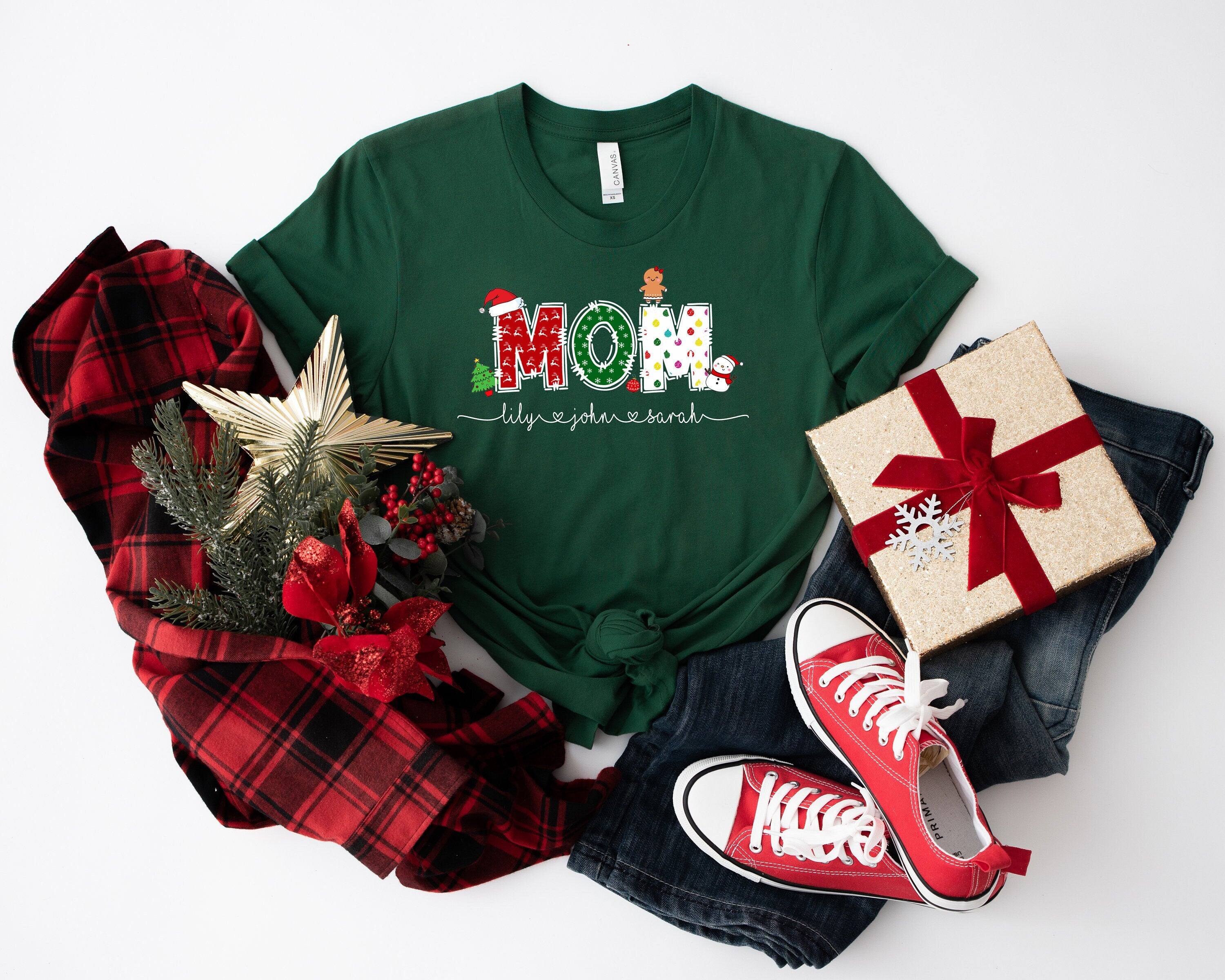 Personalized Christmas Grandma Sweatshirt, Nana Claus Shirt, Custom Kids Name Sweatshirt, Christmas Mama Sweater, Holiday Gift for Nana