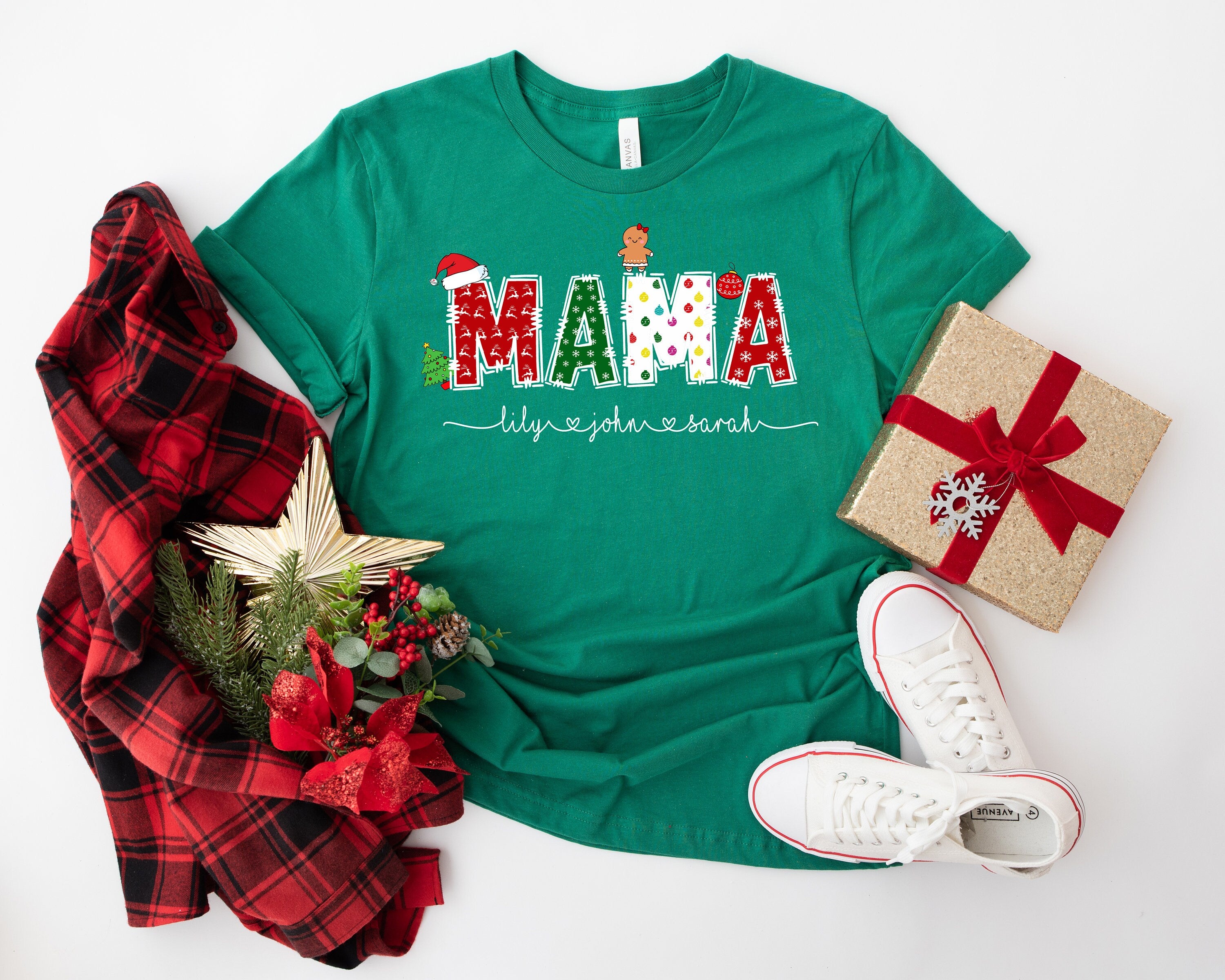 Personalized Christmas Grandma Sweatshirt, Nana Claus Shirt, Custom Kids Name Sweatshirt, Christmas Mama Sweater, Holiday Gift for Nana