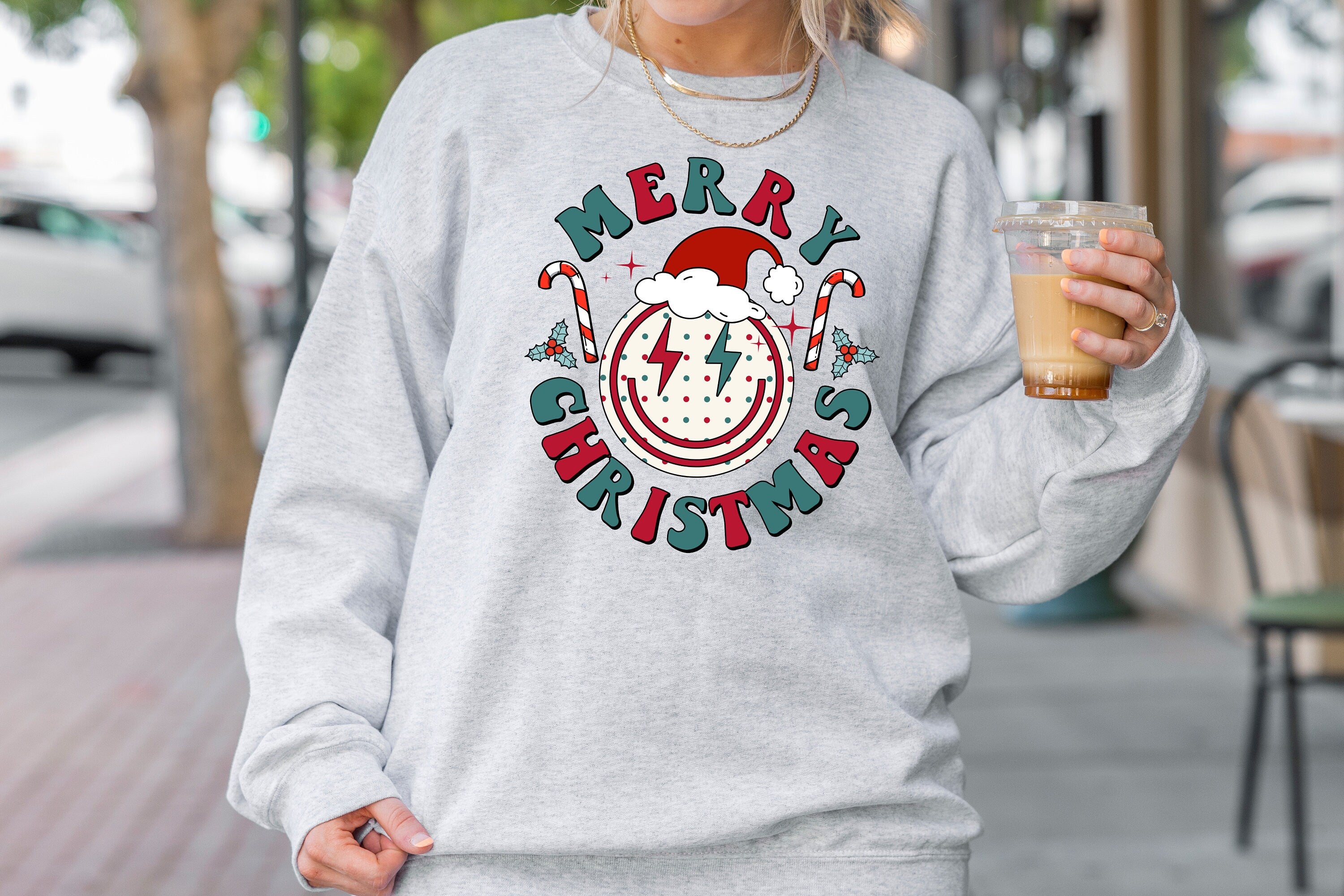 Merry Christmas Sweatshirt, Christmas Vibes Sweatshirt, Winter Holiday Sweater, Christmas Gift, Trendy Sweater, Merry and Bright Sweatshirt