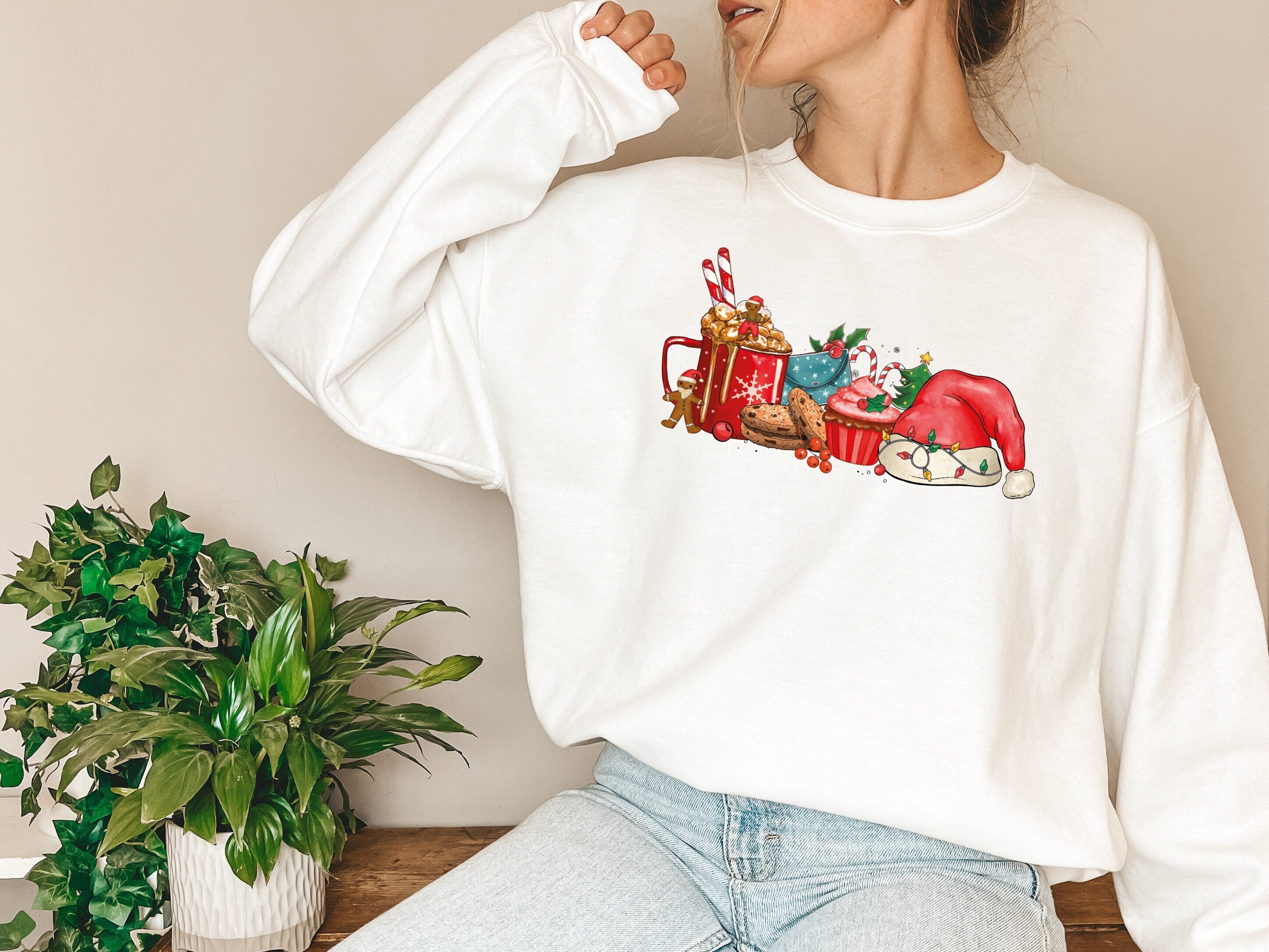 Christmas Coffee  Lover Sweater, Christmas Coffee Sweatshirt, Women Holiday Sweater, Xmas Tee, Latte Drink Crewneck, Women Sweatear