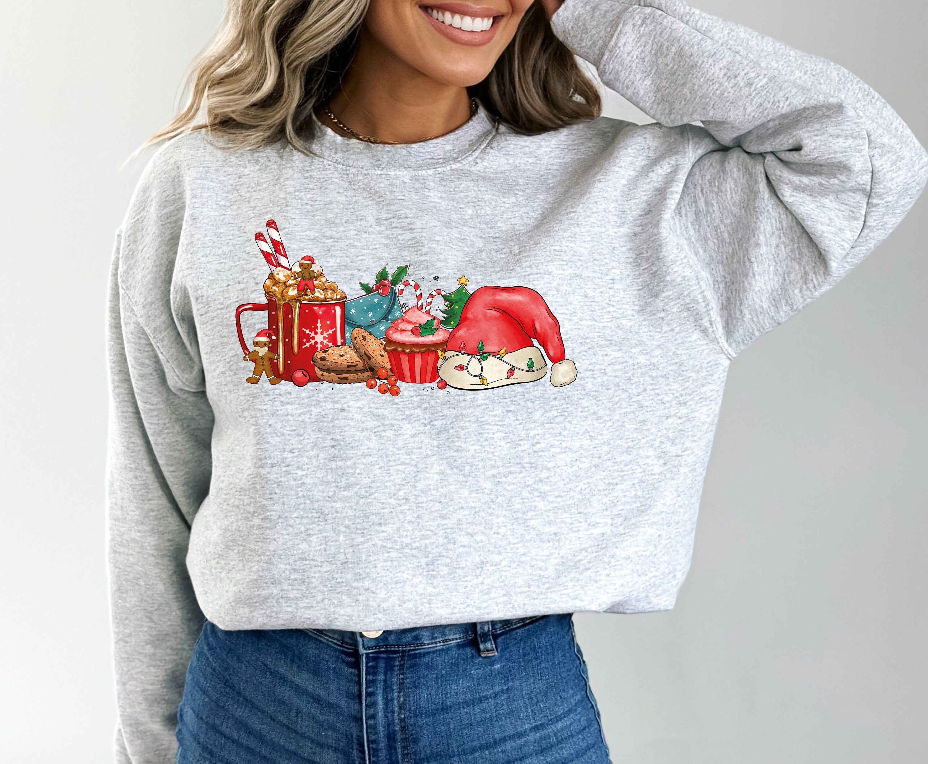 Christmas Coffee  Lover Sweater, Christmas Coffee Sweatshirt, Women Holiday Sweater, Xmas Tee, Latte Drink Crewneck, Women Sweatear