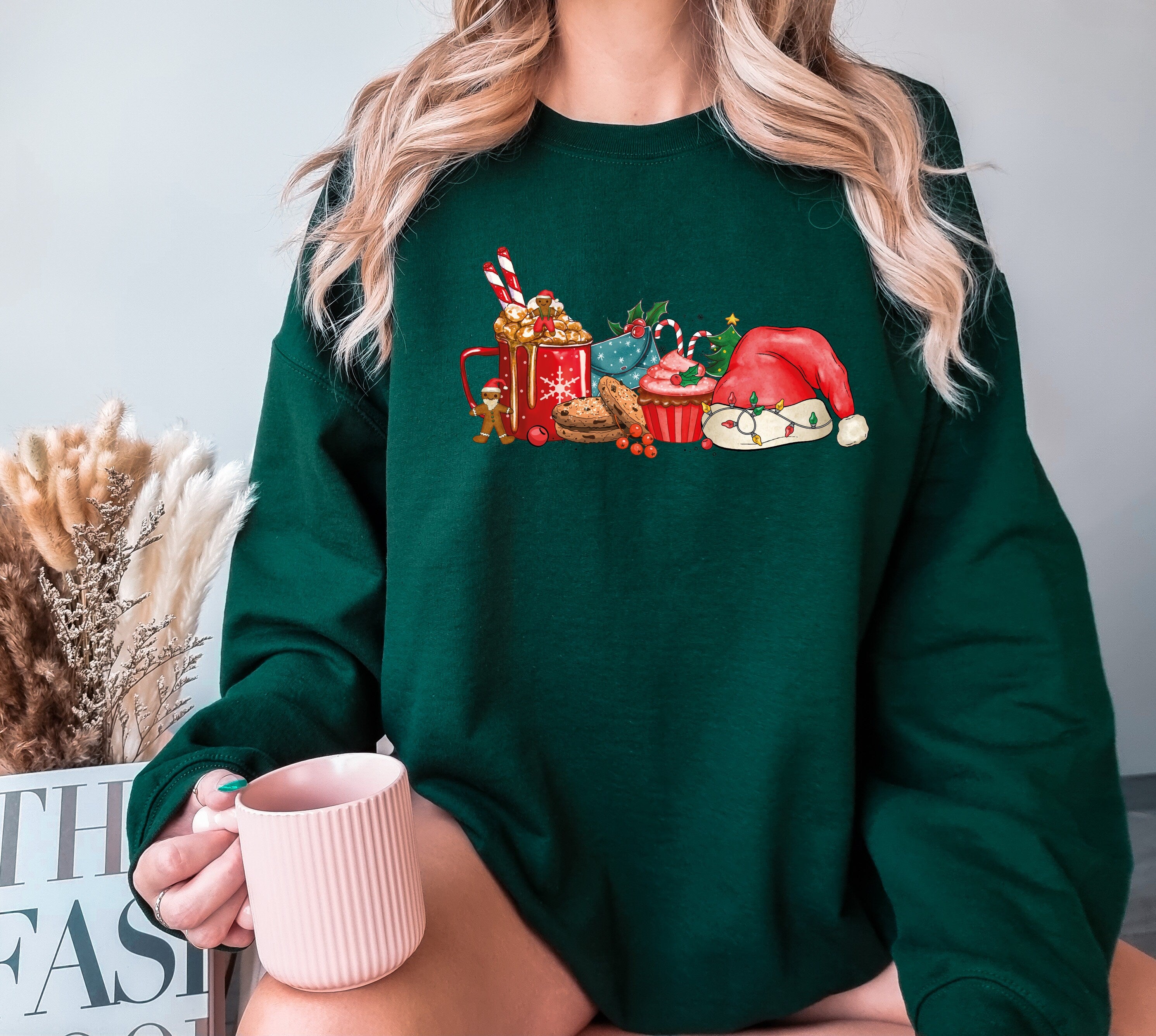 Christmas Coffee  Lover Sweater, Christmas Coffee Sweatshirt, Women Holiday Sweater, Xmas Tee, Latte Drink Crewneck, Women Sweatear