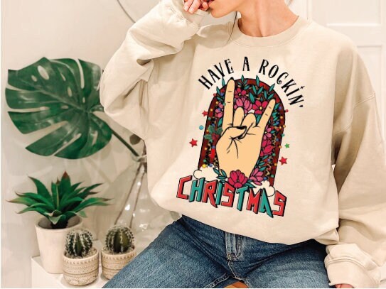 Have a Rockin Christmas Shirt,Christmas Shirt,Rocker Christmas T-shirt Christmas Tree Shirt, Rock and roll Christmas Shirt, Christmas Gift