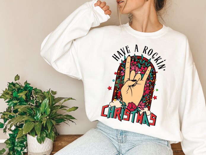 Have a Rockin Christmas Shirt,Christmas Shirt,Rocker Christmas T-shirt Christmas Tree Shirt, Rock and roll Christmas Shirt, Christmas Gift
