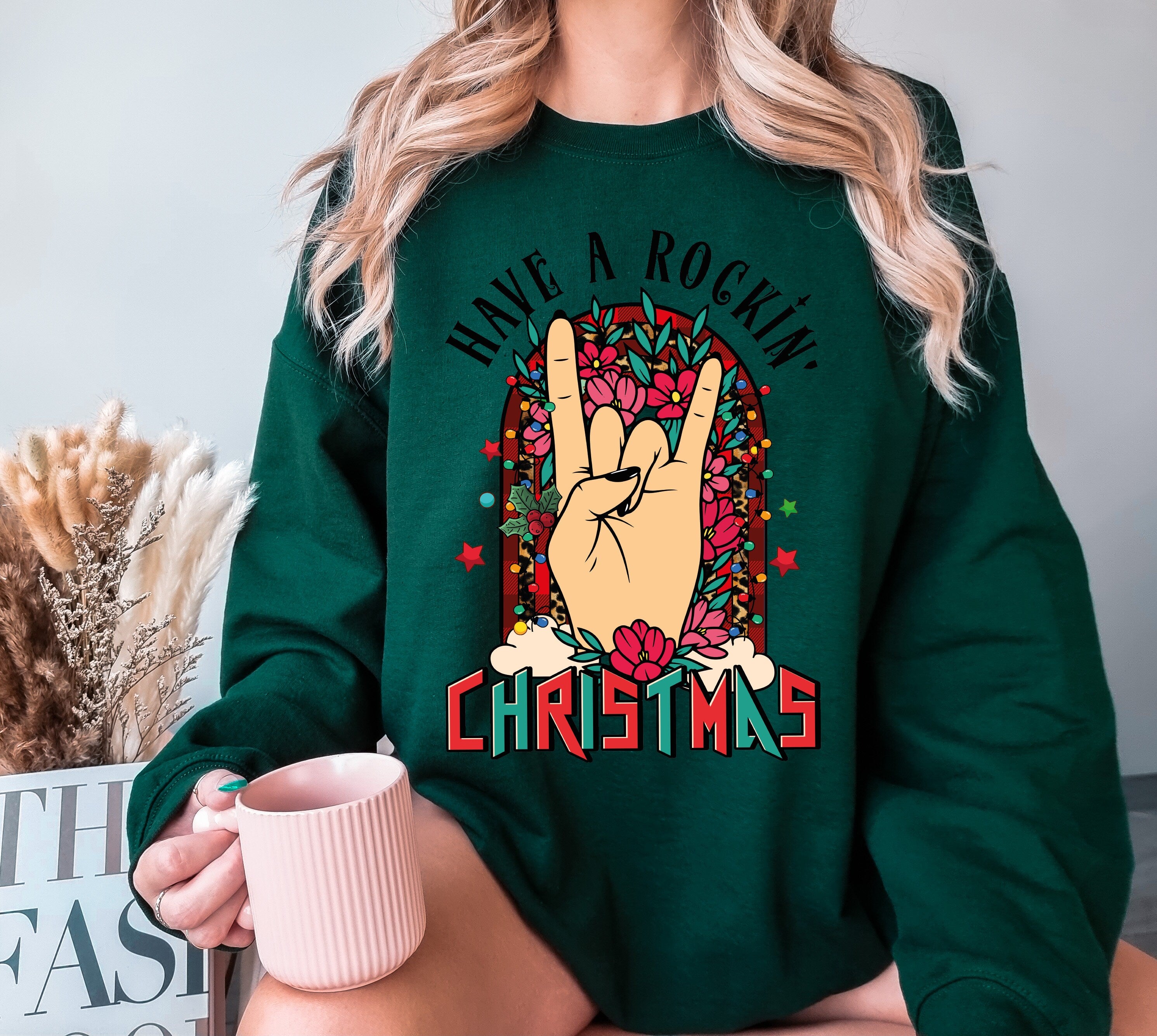 Have a Rockin Christmas Shirt,Christmas Shirt,Rocker Christmas T-shirt Christmas Tree Shirt, Rock and roll Christmas Shirt, Christmas Gift