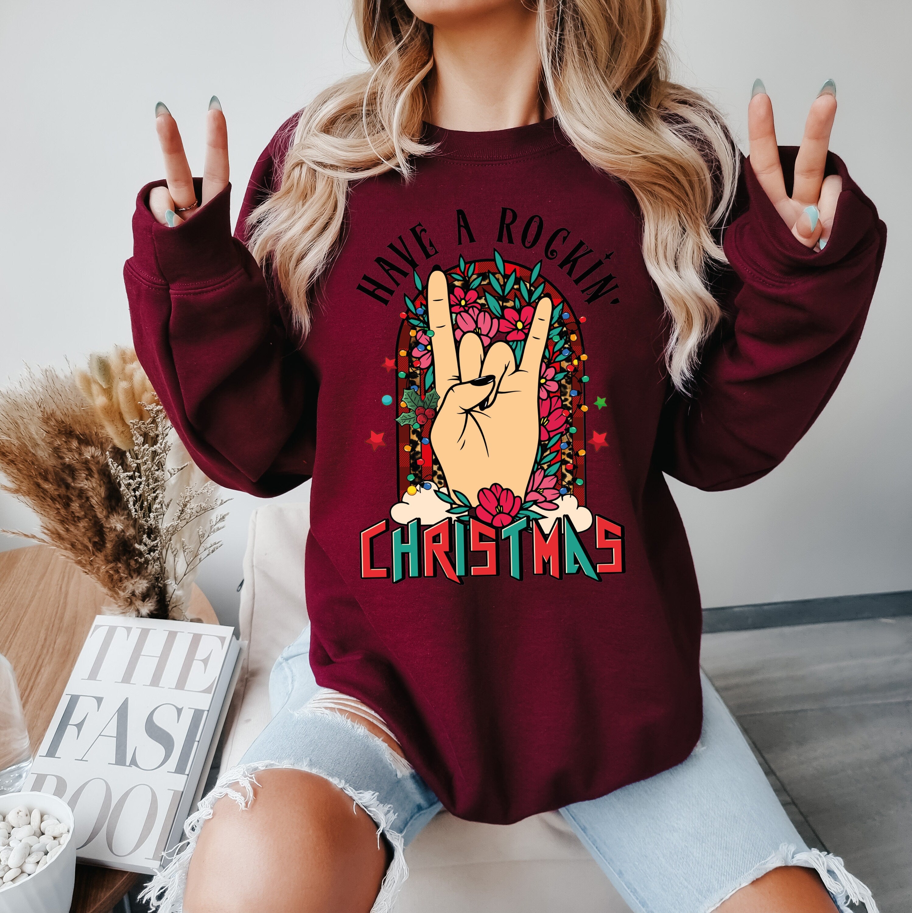 Have a Rockin Christmas Shirt,Christmas Shirt,Rocker Christmas T-shirt Christmas Tree Shirt, Rock and roll Christmas Shirt, Christmas Gift