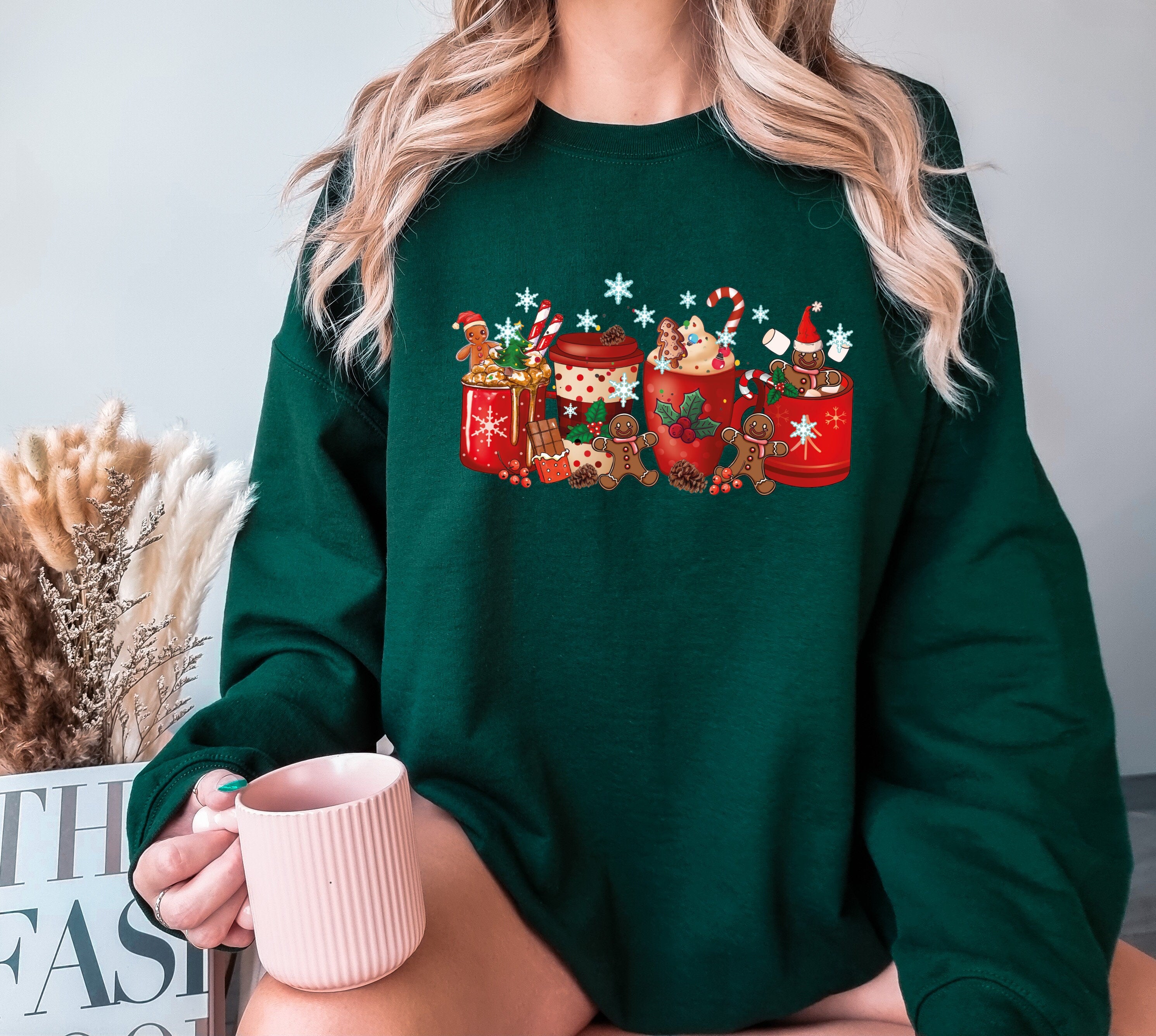 Christmas Coffee Sweater, Christmas Coffee Sweatshirt, Women Holiday Sweater, Coffee Lover Gift , Latte Drink Crewneck, Women Sweatshirt