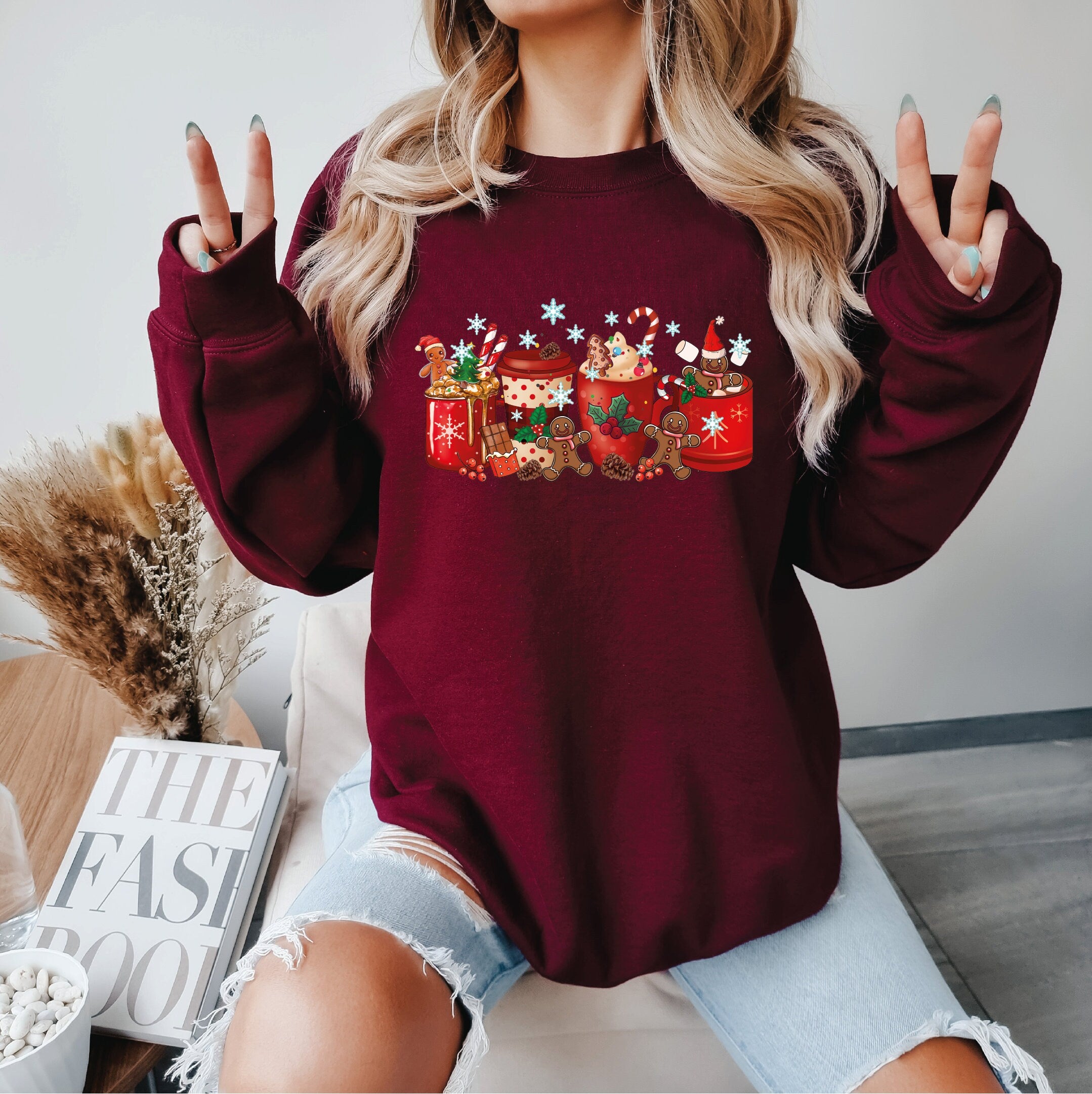 Christmas Coffee Sweater, Christmas Coffee Sweatshirt, Women Holiday Sweater, Coffee Lover Gift , Latte Drink Crewneck, Women Sweatshirt