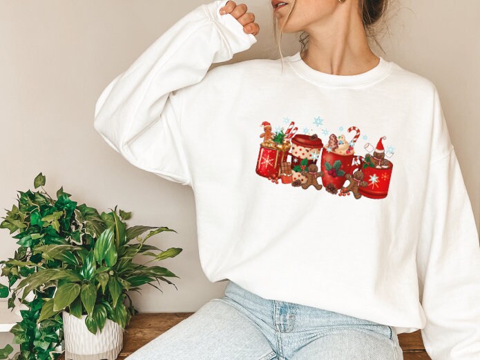 Christmas Coffee Sweater, Christmas Coffee Sweatshirt, Women Holiday Sweater, Coffee Lover Gift , Latte Drink Crewneck, Women Sweatshirt