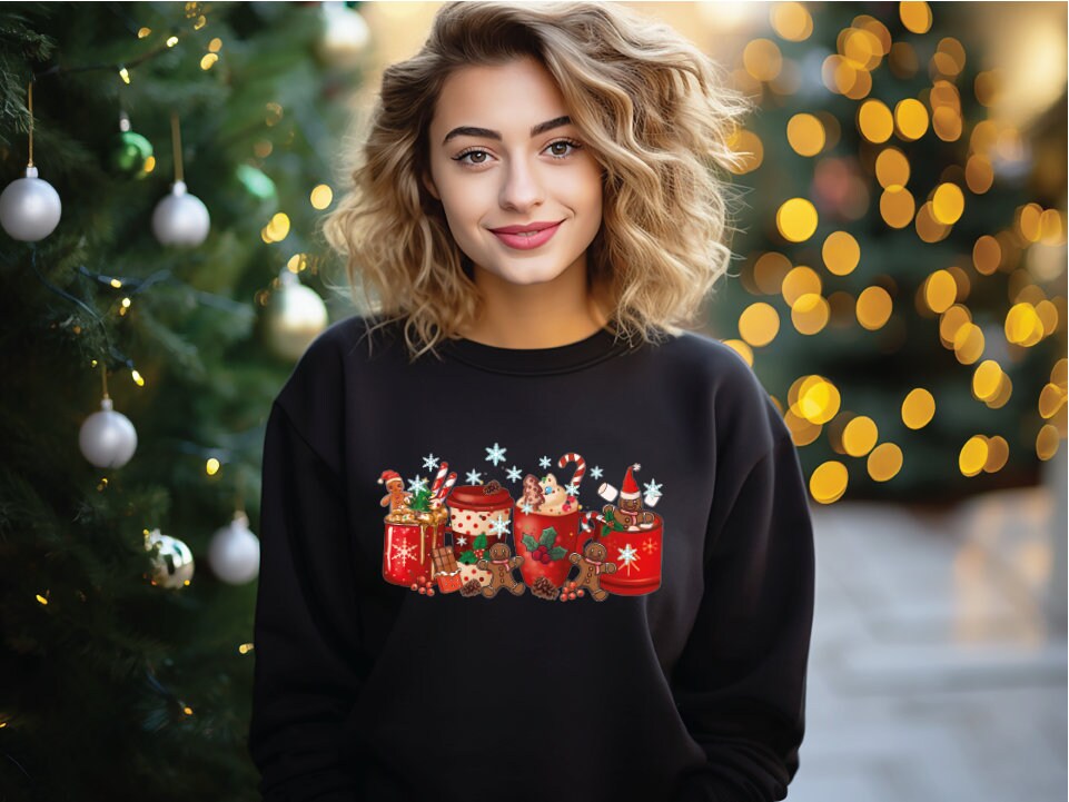 Christmas Coffee Sweater, Christmas Coffee Sweatshirt, Women Holiday Sweater, Coffee Lover Gift , Latte Drink Crewneck, Women Sweatshirt