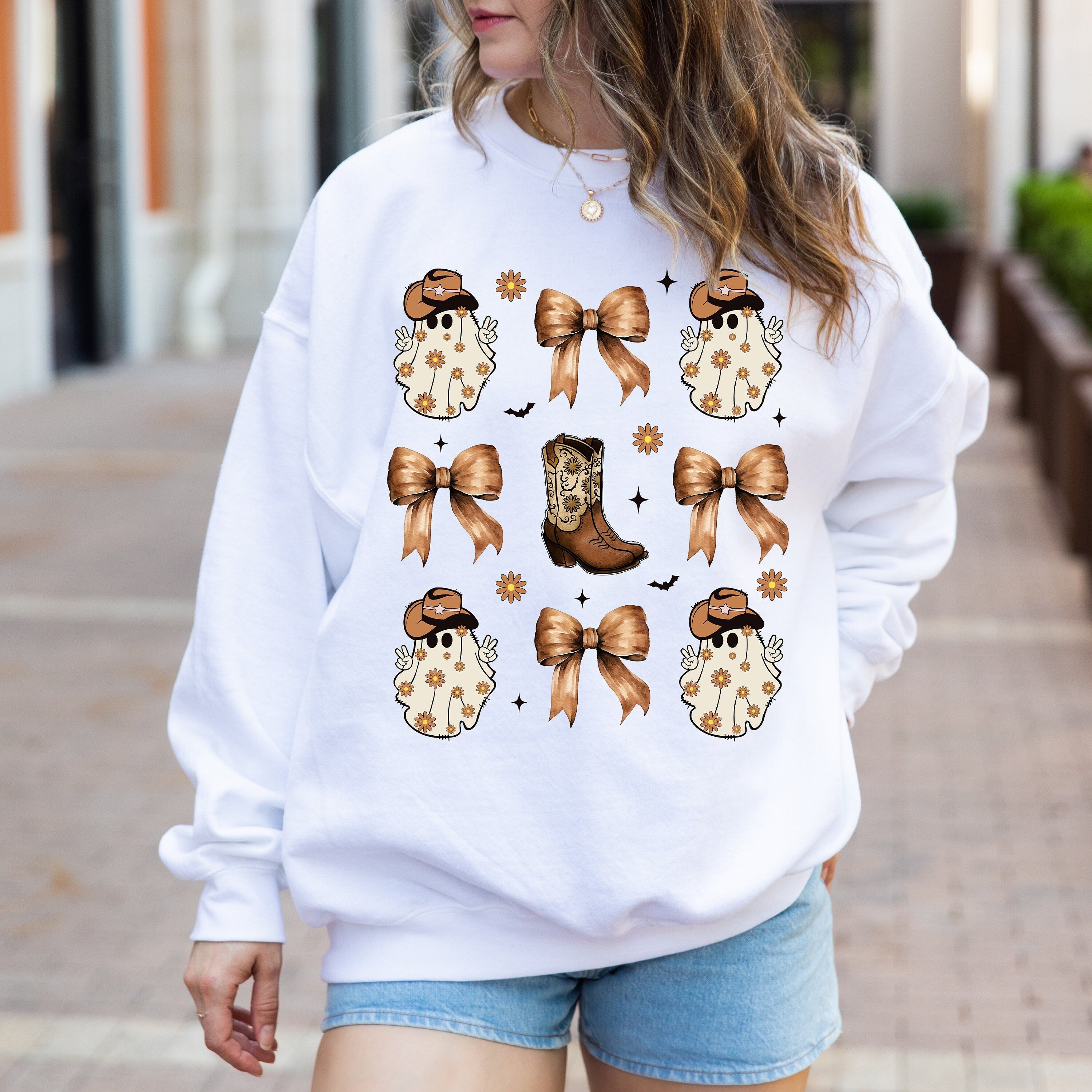 Western Halloween Crewneck, Cowgirl Halloween, Cowboy Country Graphic, Coquette Cowgirl Sweatshirt, Ghost Sweatshirt, Boot Lover Sweatshirt