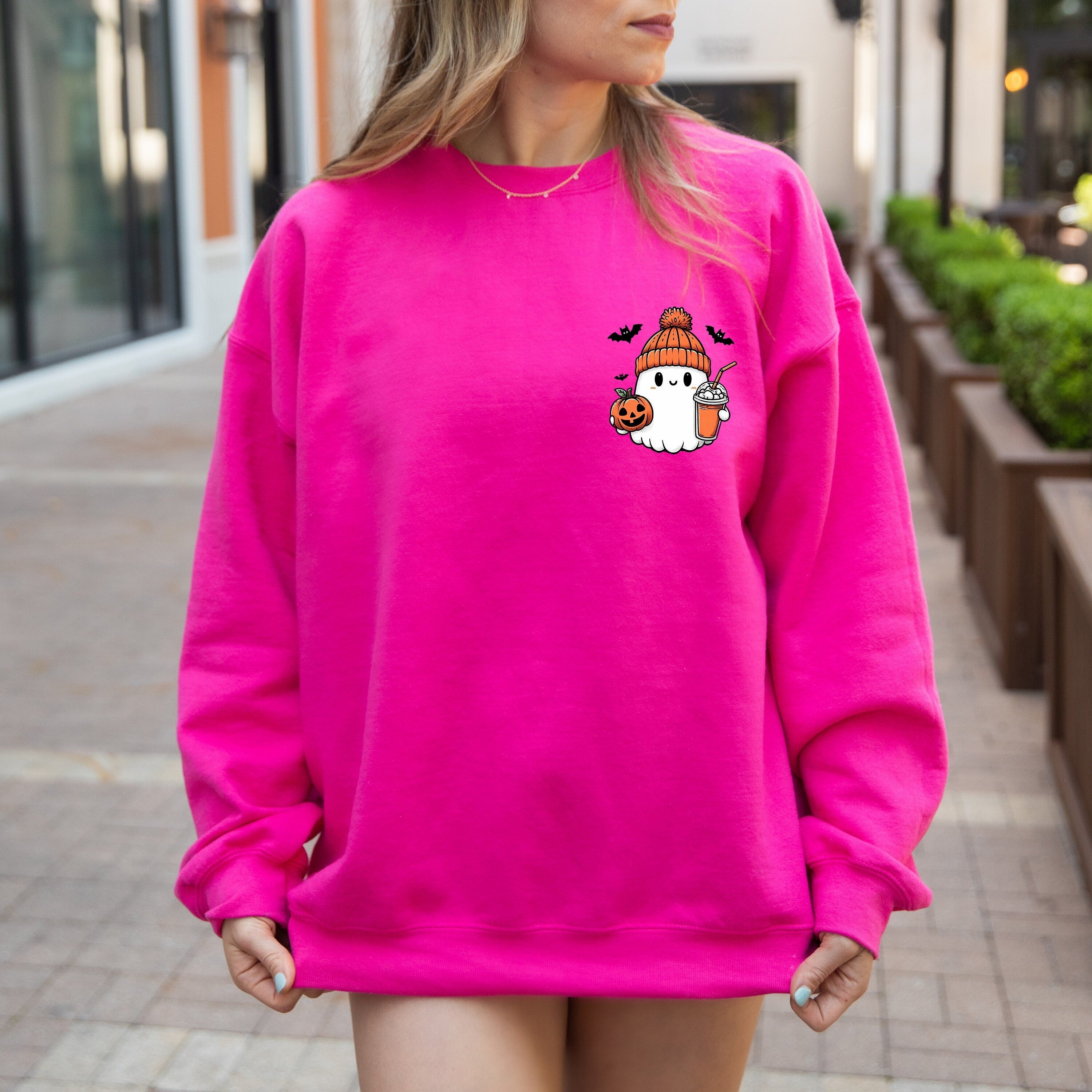 Cute Spooky Coffee Sweatshirt, Women Ghost Sweatshirt, Spooky Season Shirt, Fall Coffee Lover Shirt Halloween Gifts, Gift For Halloween