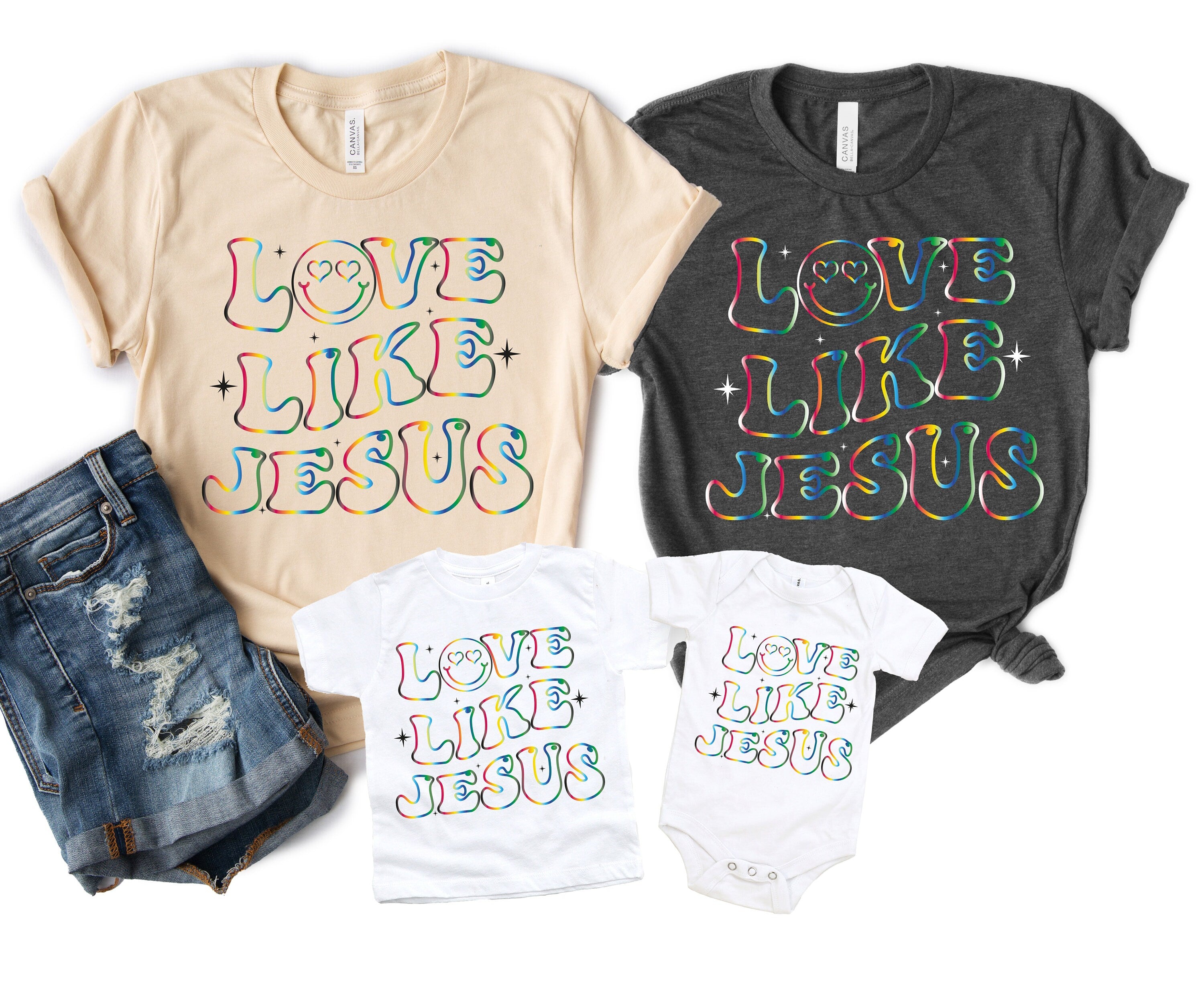 Love Like Jesus Shirt, Jesus Loves You Tees, Inspirational T-Shirt for Christians,  Aesthetic Bible Verse Shirt, Cute Youth Jesus Shirt