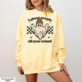 I Ghost People All Year Around Sweatshirt,Halloween Party Long Sleeve Shirt,Spooky Vibes Sweater,Ghost Coffee Sweater,Checkered Fall Shirt