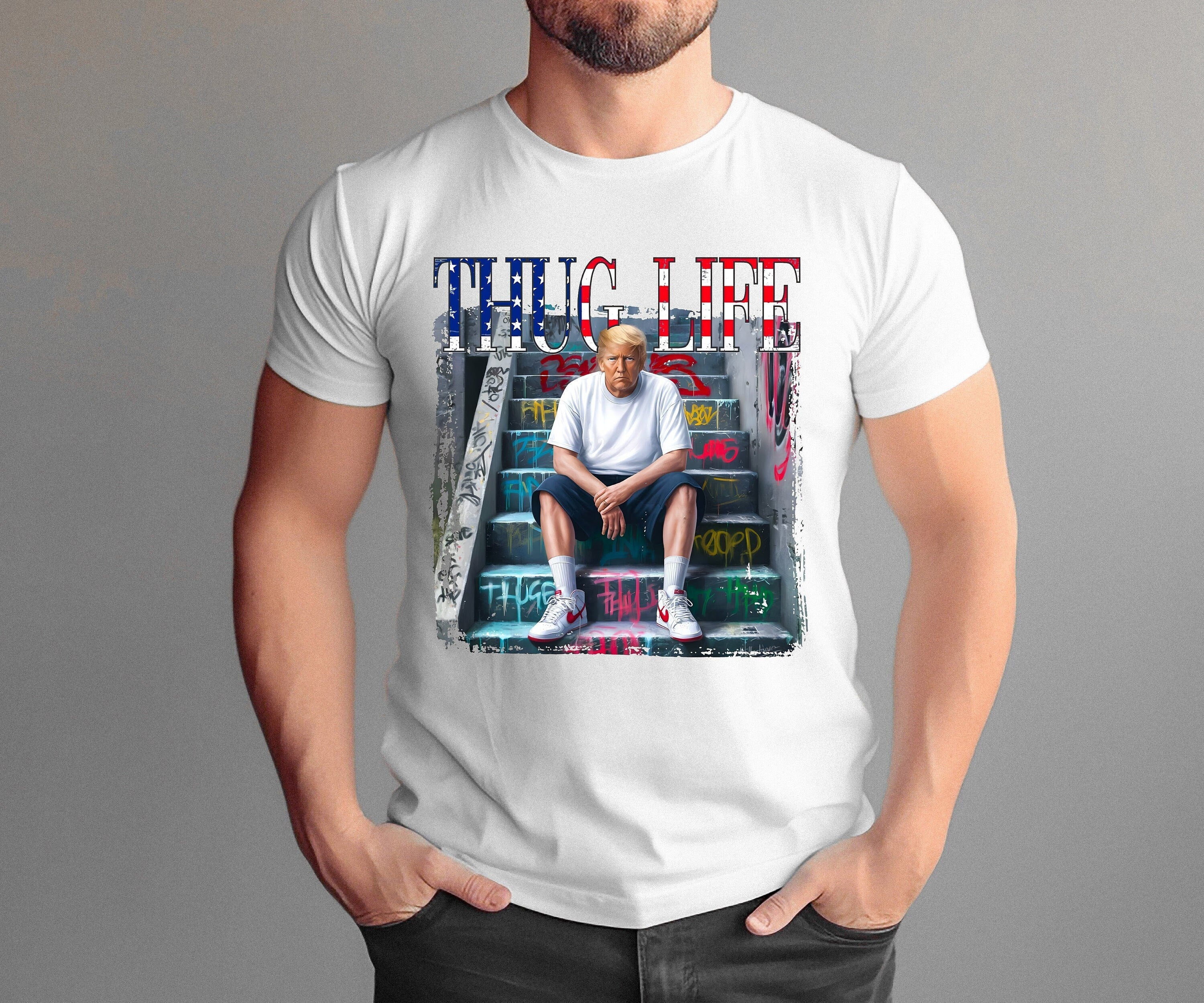 Donald Trump Thug Life Shirt, Patriotic Outfit, Donald Trump Shirt, President Trump, Sarcastic Donald Trump Tee, Funny Trump 2024