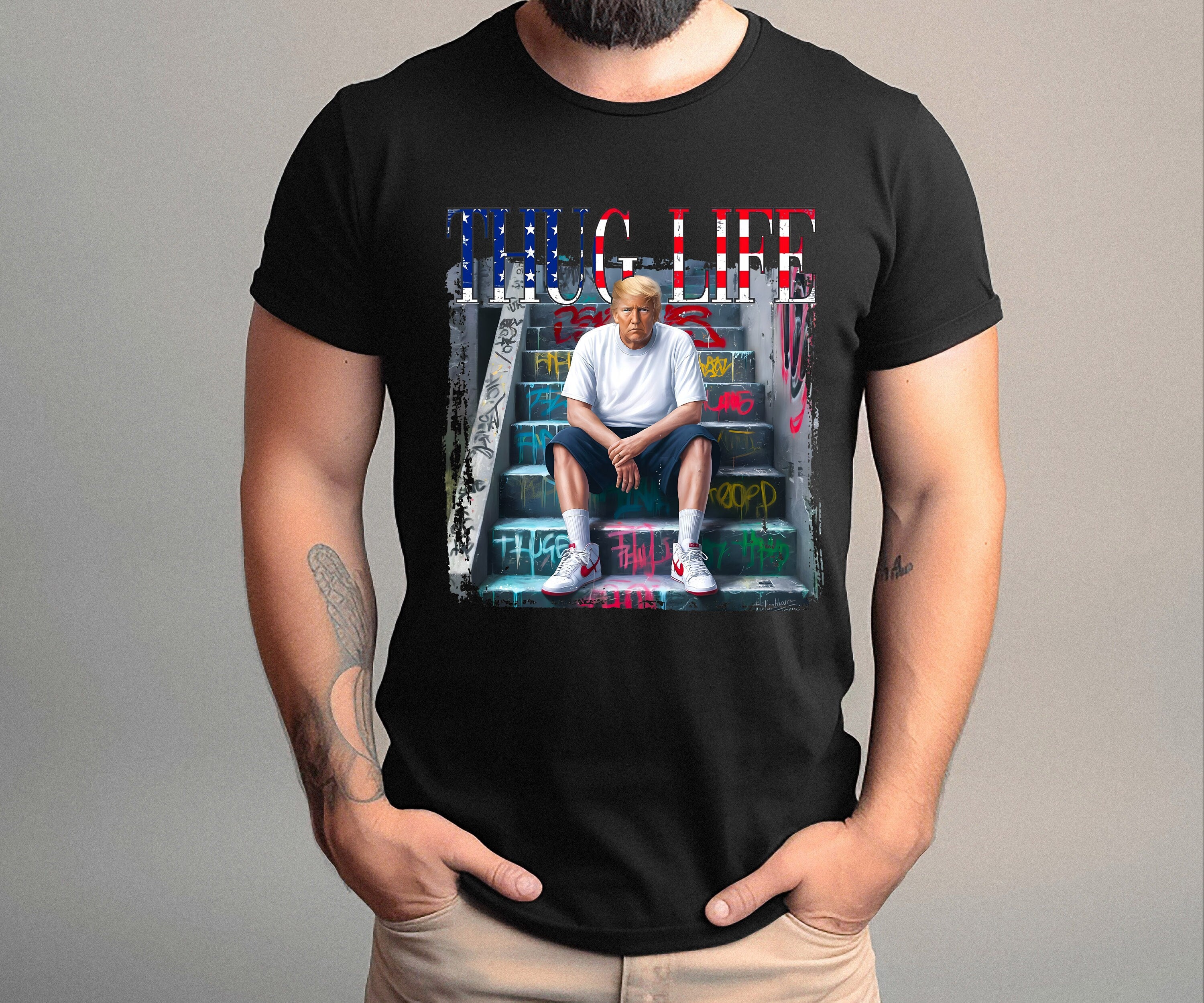 Donald Trump Thug Life Shirt, Patriotic Outfit, Donald Trump Shirt, President Trump, Sarcastic Donald Trump Tee, Funny Trump 2024