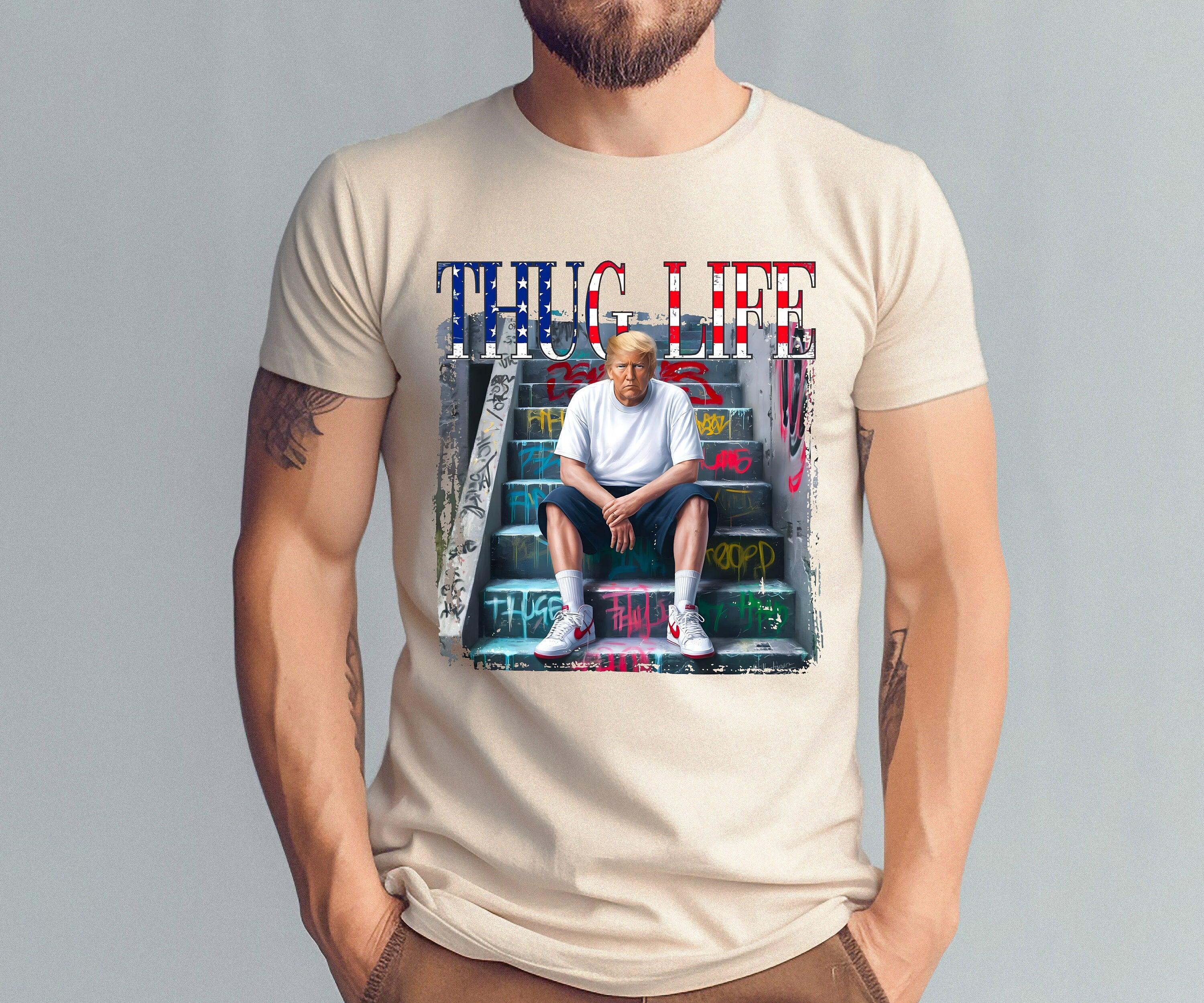 Donald Trump Thug Life Shirt, Patriotic Outfit, Donald Trump Shirt, President Trump, Sarcastic Donald Trump Tee, Funny Trump 2024