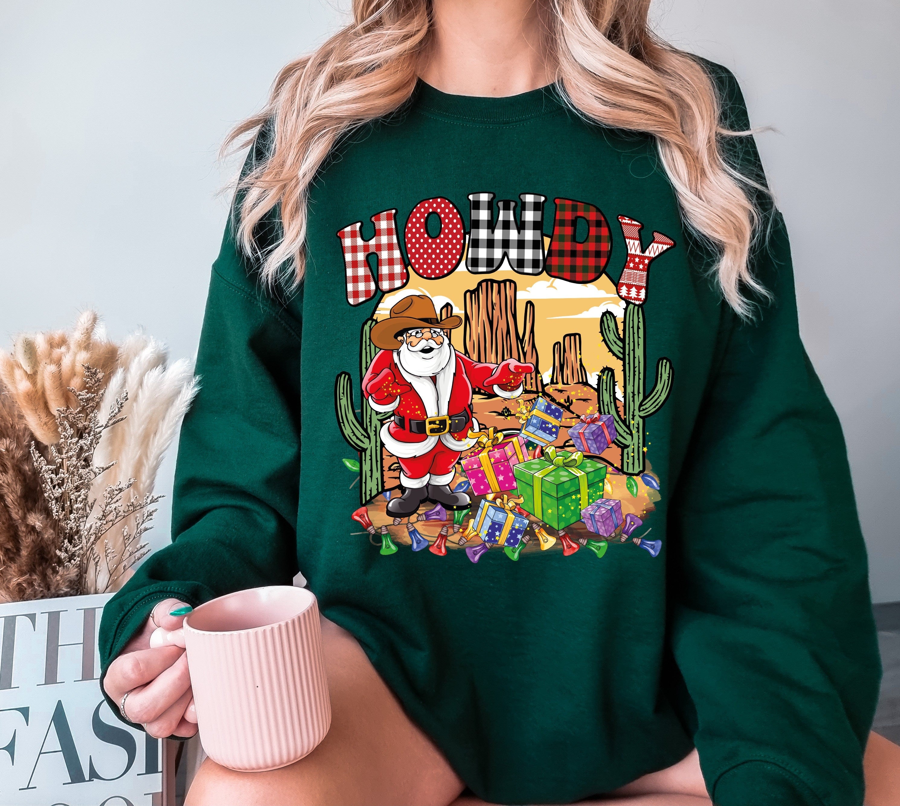 Howdy Christmas Sweatshirt, Retro Howdy Santa Sweatshirt, Country Sweatshirt, Christmas Cowboy Sweatshirt, Retro Christmas Sweatshirt