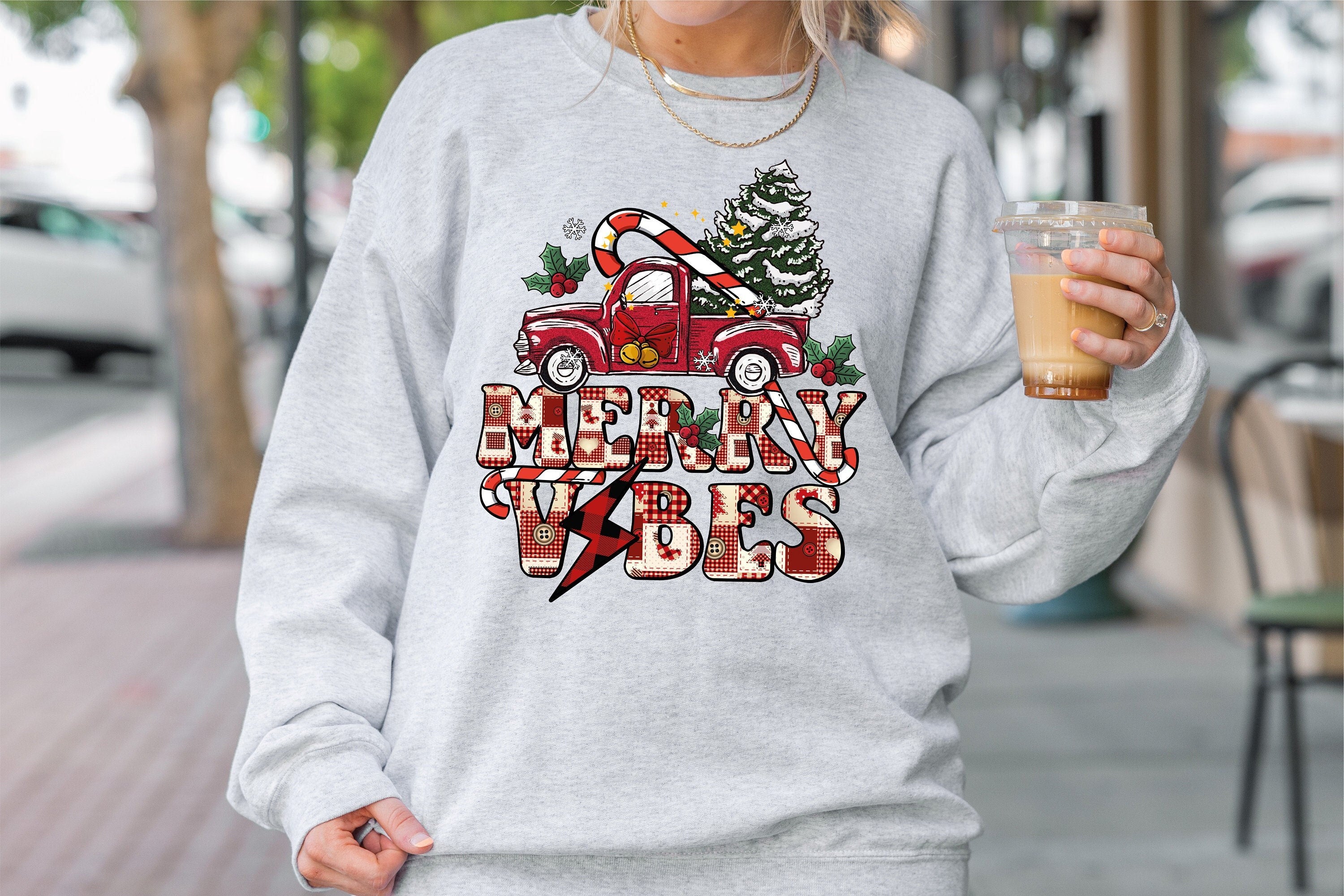 Merry Vibes Sweatshirt Christmas Sweatshirt, Christmas Vibes Sweatshirt, Winter Holiday Sweater, Christmas Gift, Christmas, Trendy Sweater
