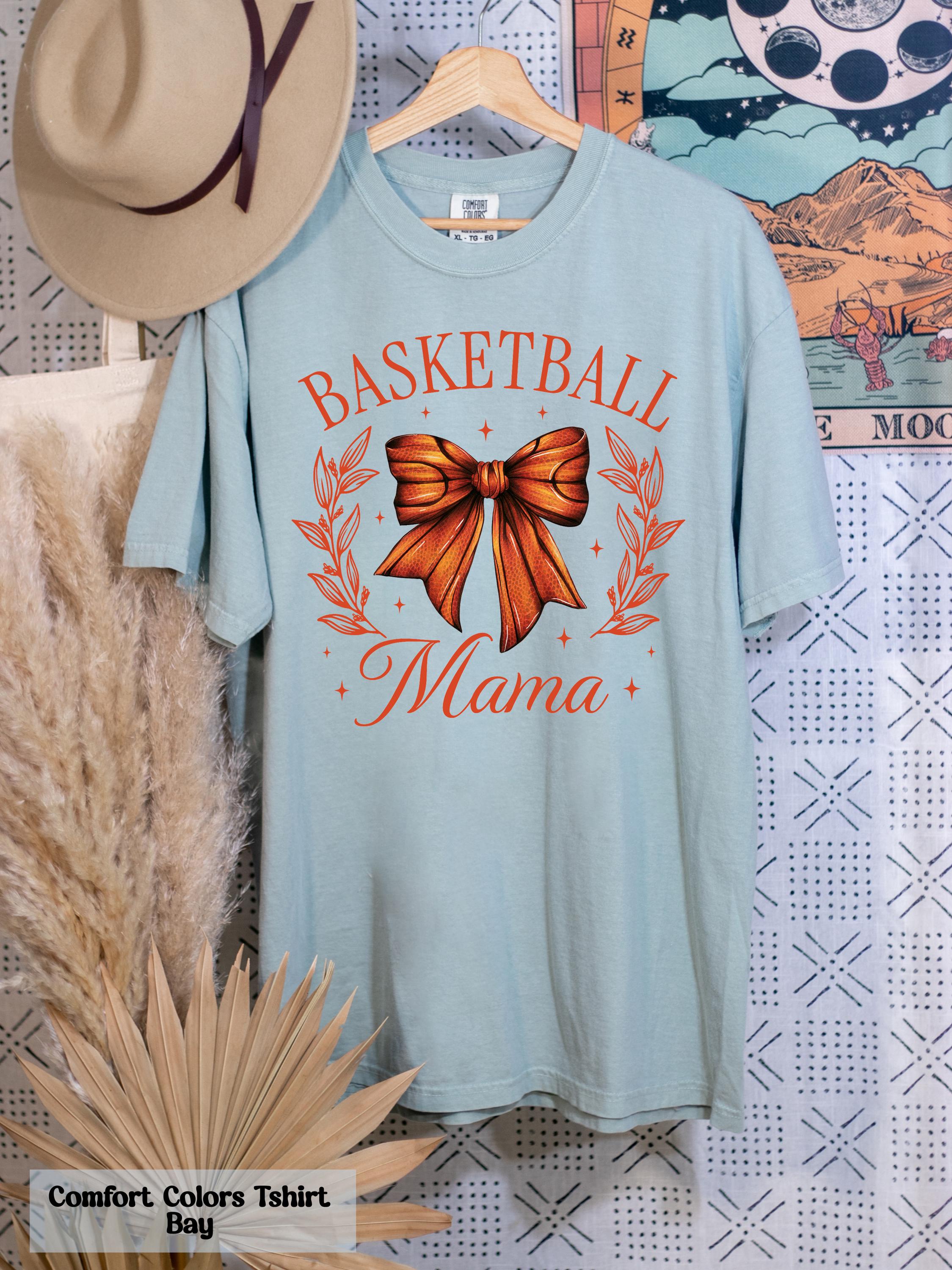 Comfort Colors Basketball Mama Shirt, Hoop Mama Tee, Basketball Coquette Bow Mama Tee, Basketball Game Day T-Shirt, Sport Mom Gift for Her