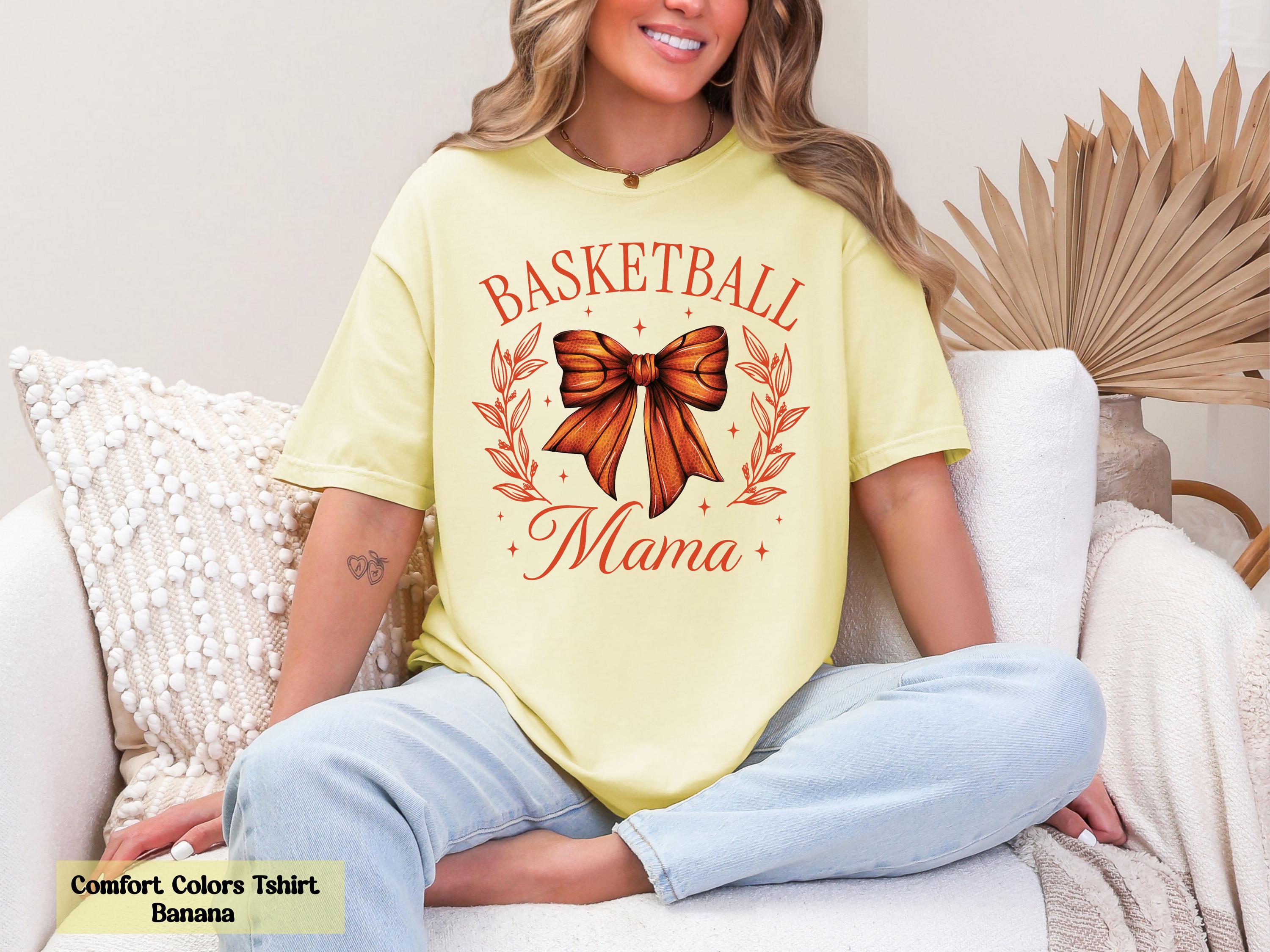 Comfort Colors Basketball Mama Shirt, Hoop Mama Tee, Basketball Coquette Bow Mama Tee, Basketball Game Day T-Shirt, Sport Mom Gift for Her