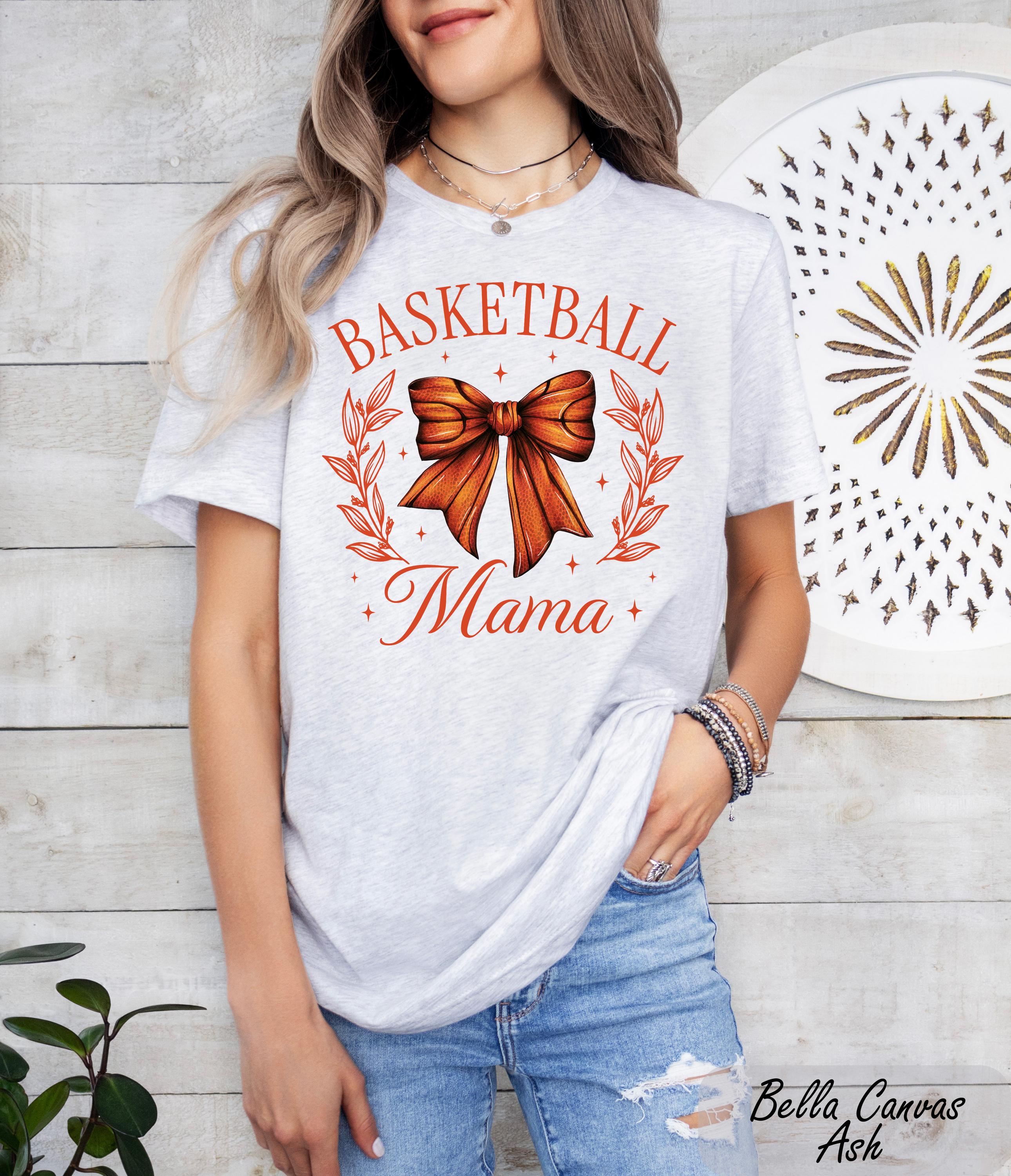 Comfort Colors Basketball Mama Shirt, Hoop Mama Tee, Basketball Coquette Bow Mama Tee, Basketball Game Day T-Shirt, Sport Mom Gift for Her