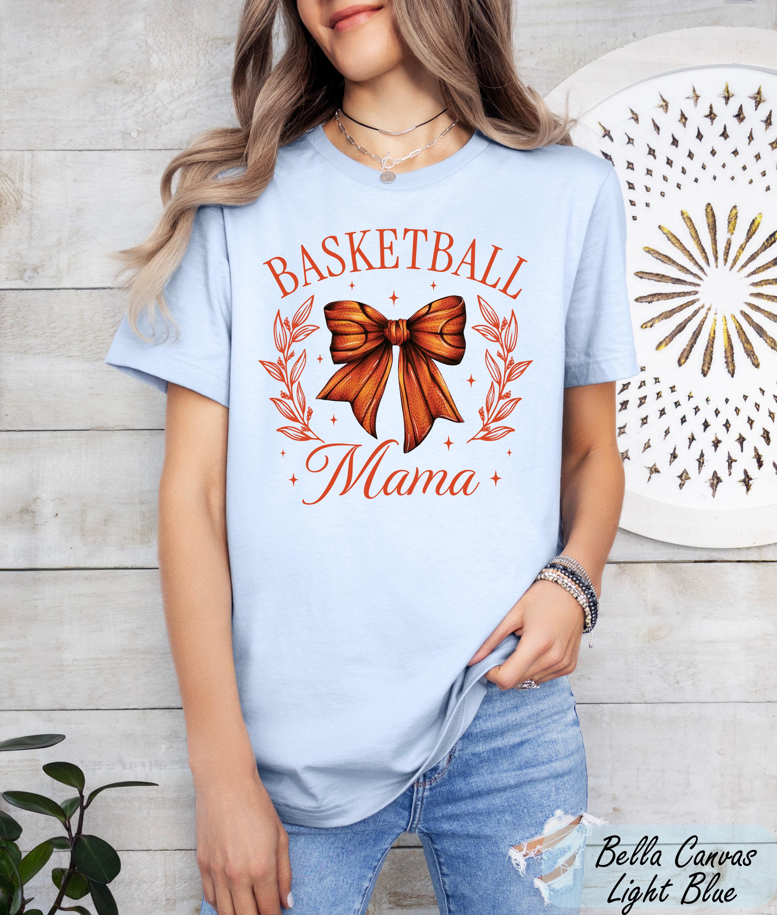 Comfort Colors Basketball Mama Shirt, Hoop Mama Tee, Basketball Coquette Bow Mama Tee, Basketball Game Day T-Shirt, Sport Mom Gift for Her