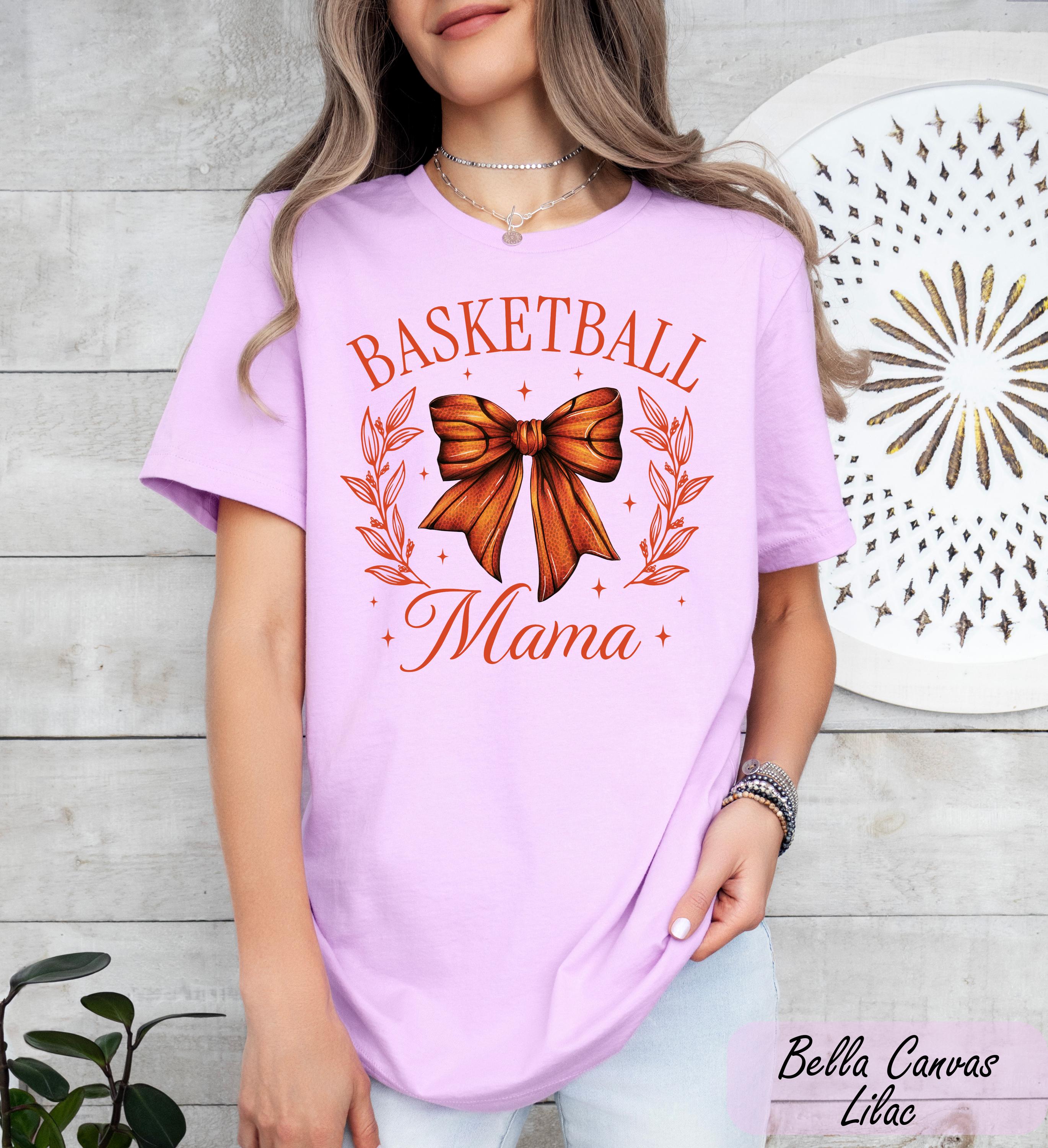 Comfort Colors Basketball Mama Shirt, Hoop Mama Tee, Basketball Coquette Bow Mama Tee, Basketball Game Day T-Shirt, Sport Mom Gift for Her