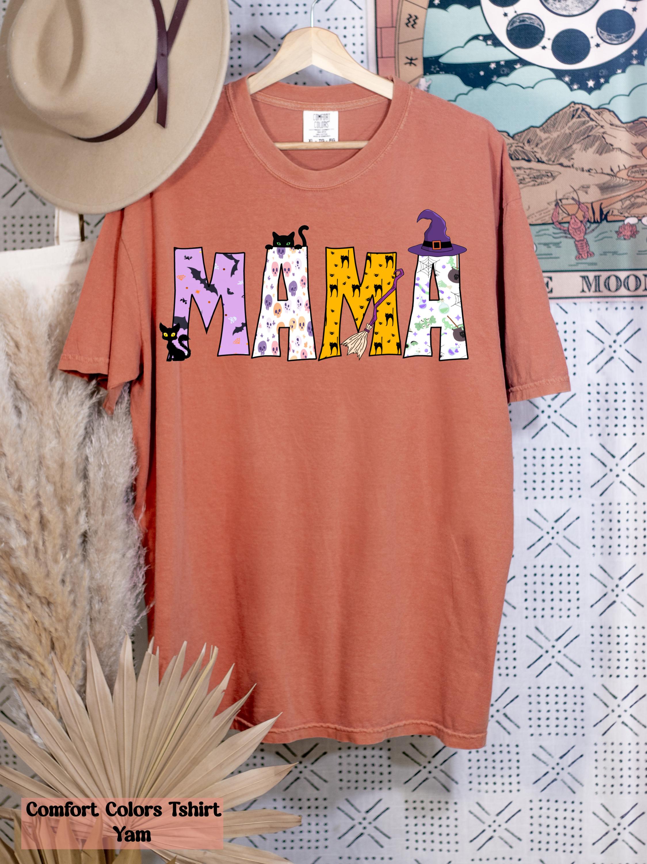 Comfort Colors® Halloween Mama Shirt, Halloween Mom Shirt, Witch Hat Broom Shirt, Spooky Mama T-Shirt, Witch Mom T-Shirt, Funny Mama Gift
