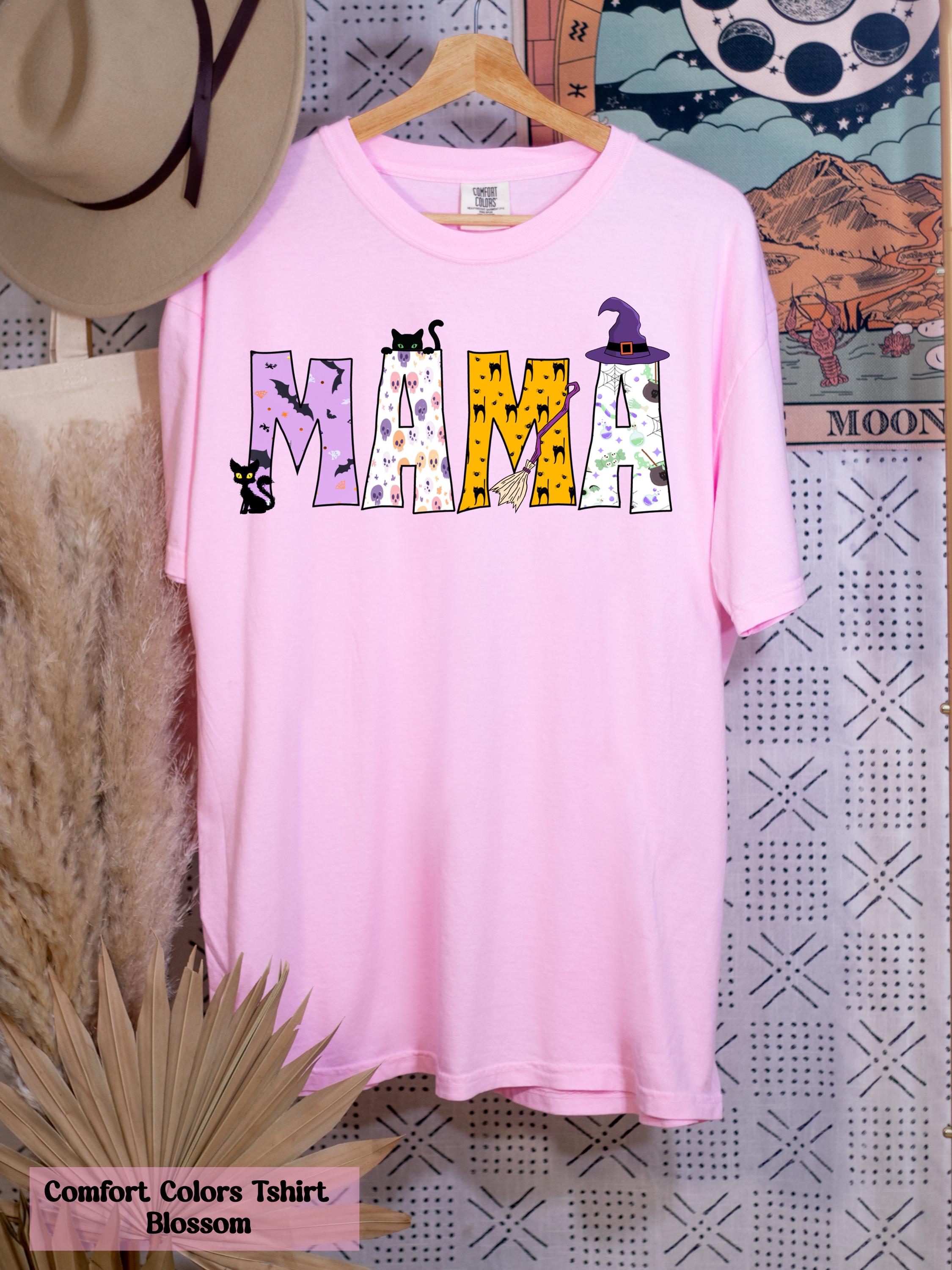 Comfort Colors® Halloween Mama Shirt, Halloween Mom Shirt, Witch Hat Broom Shirt, Spooky Mama T-Shirt, Witch Mom T-Shirt, Funny Mama Gift