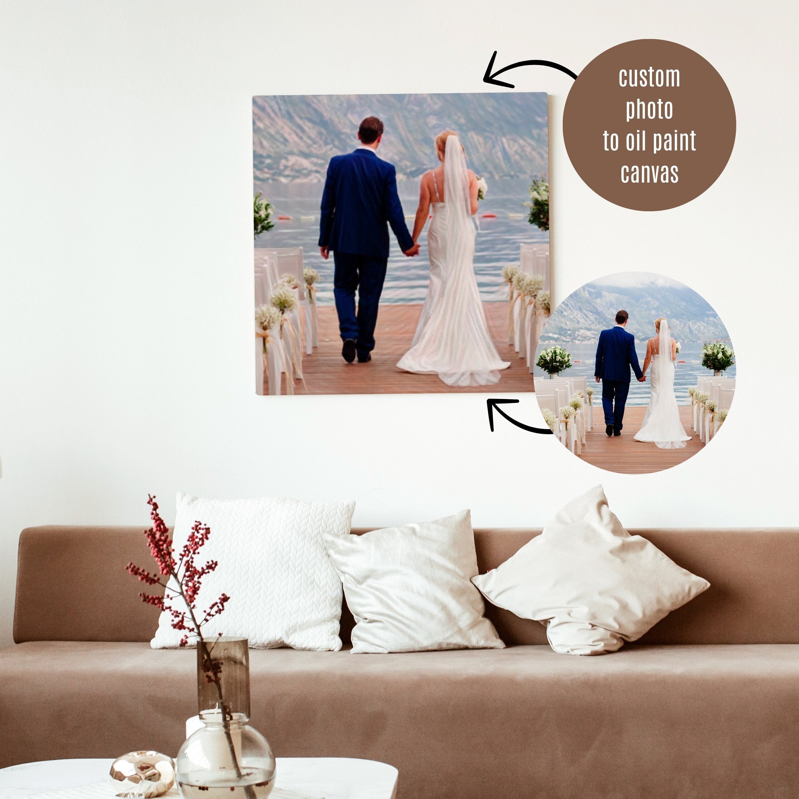 Oil Painting from Photo Canvas, Custom Photo Canvas Prints with Frame, Oil Effect on Canvas, Wall Art, Framed Canvas Print, Wedding Gift