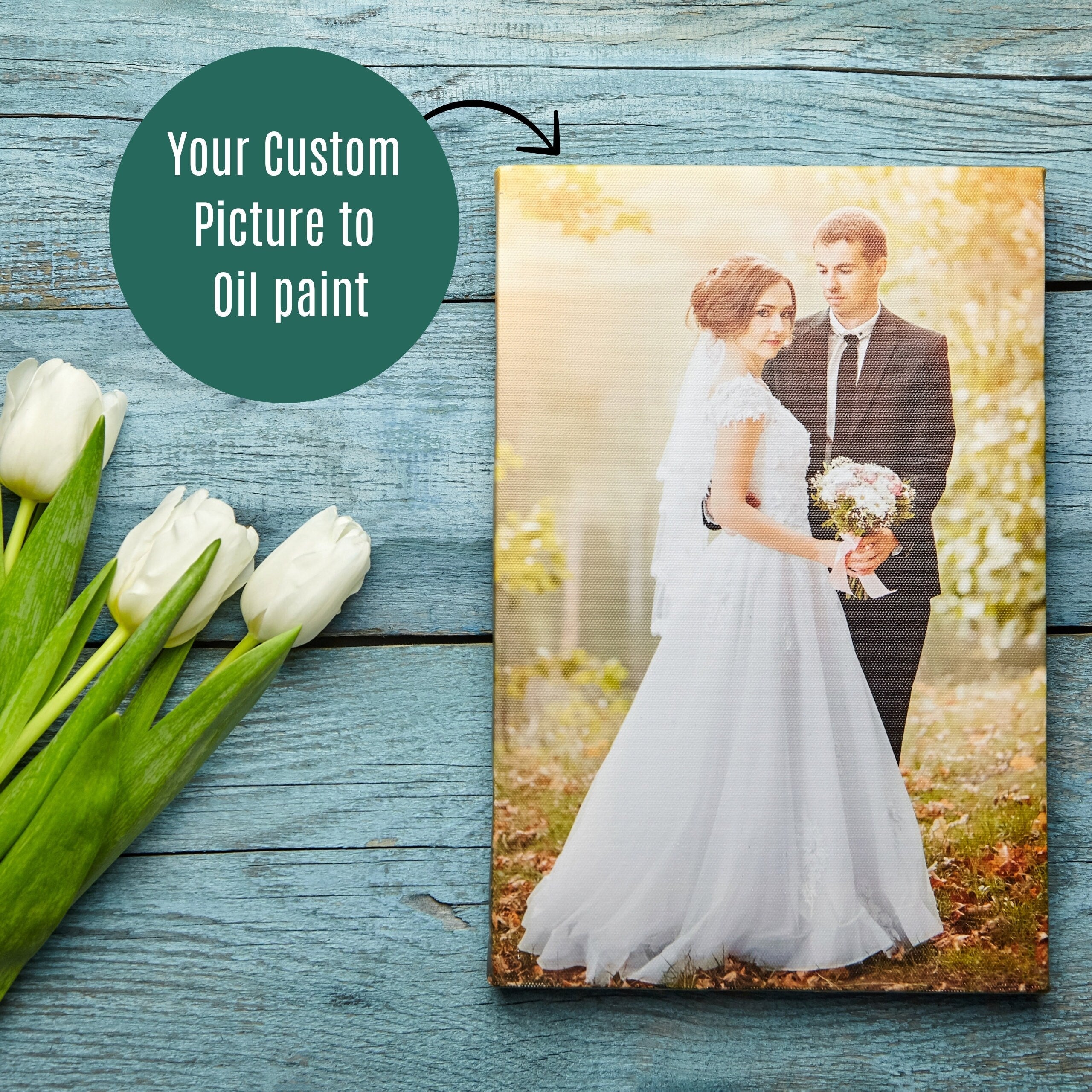 Oil Painting from Photo Canvas, Custom Photo Canvas Prints with Frame, Oil Effect on Canvas, Wall Art, Framed Canvas Print, Wedding Gift