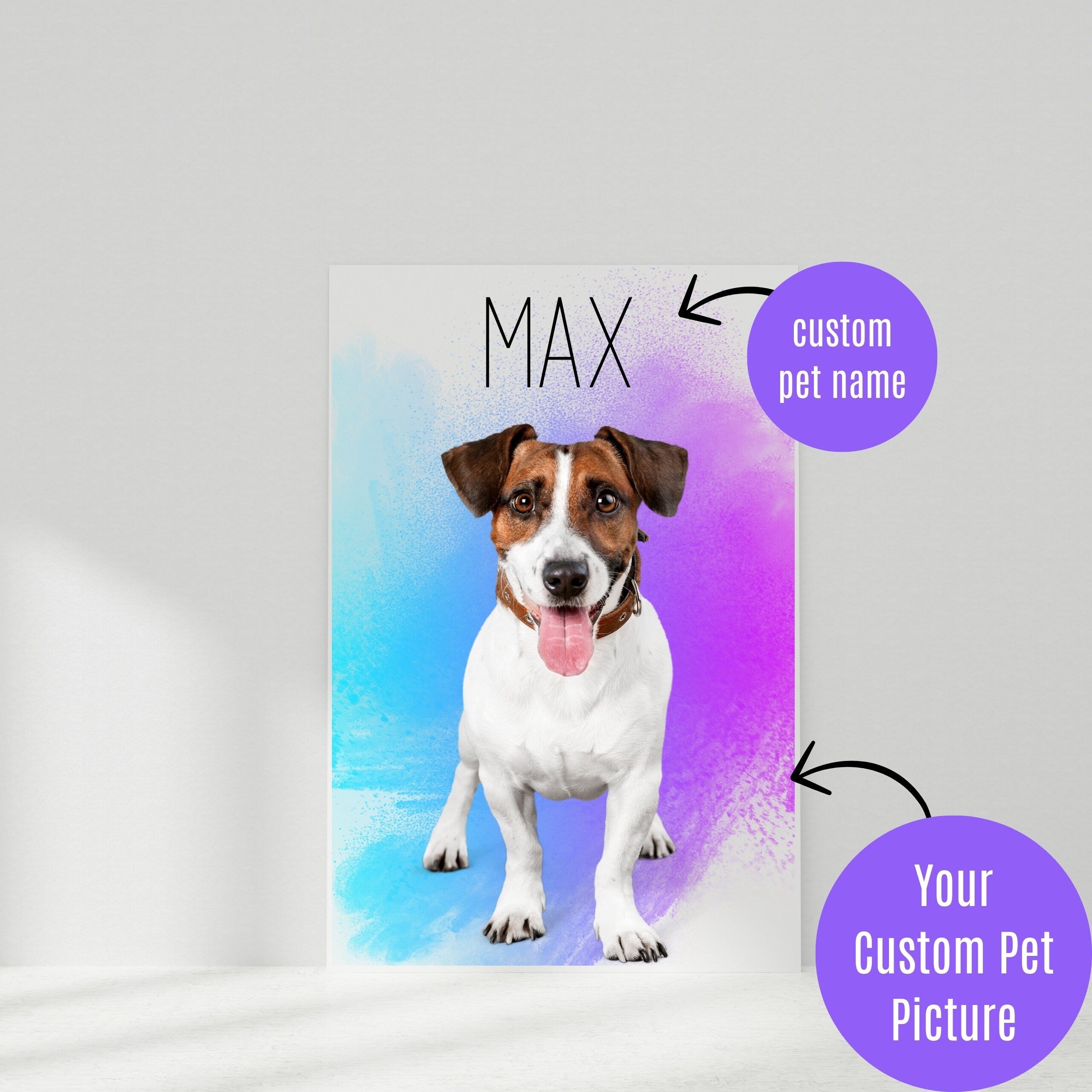 Custom Pet Photo and Name Print Canvas Upload Your Image, Framed Canvas Print, Custom pet canvas, pet portrait canvas, cat and dog canvas
