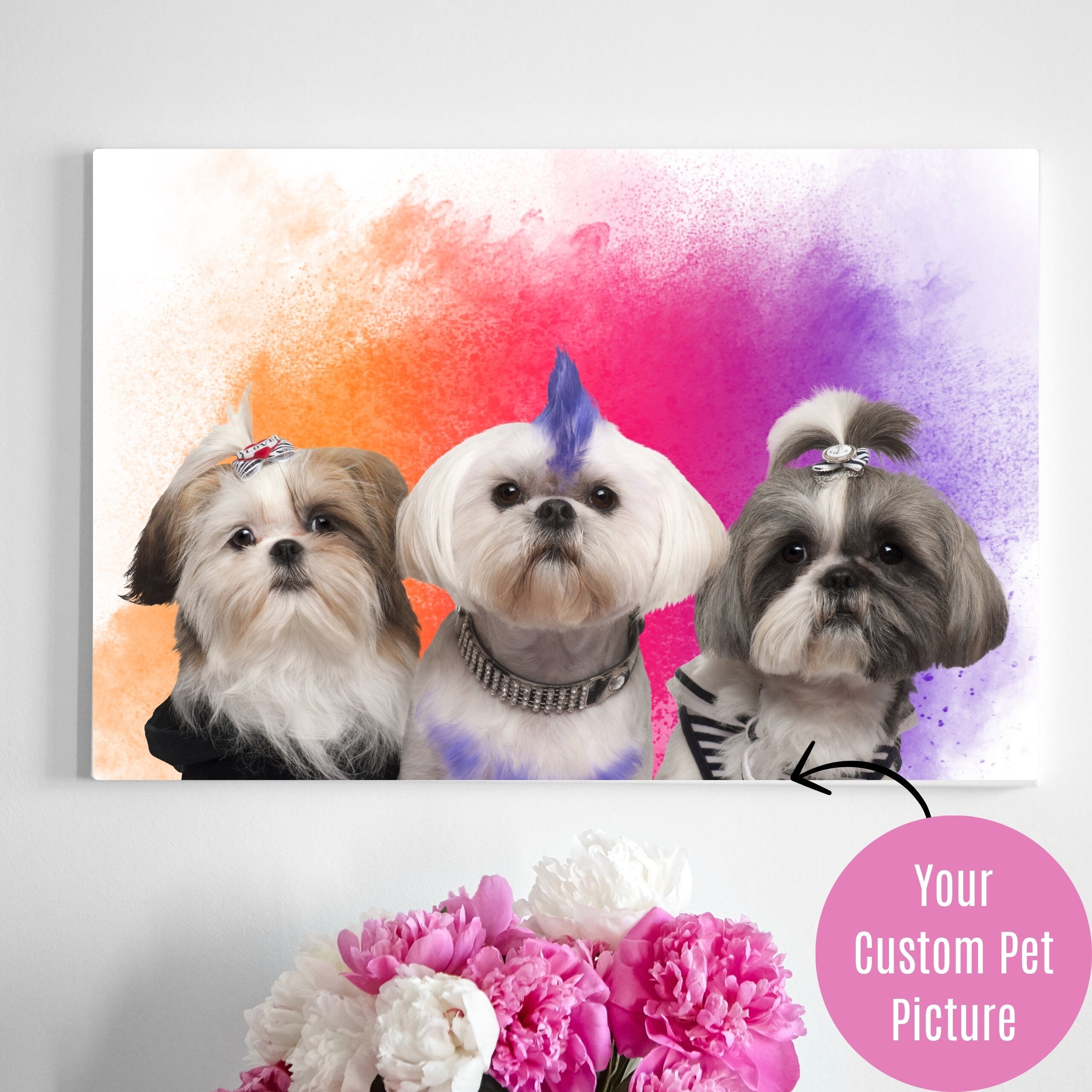 Custom Pet Photo Print Canvas Upload Your Image, Wall Art, Framed Canvas Print, Custom pet canvas, pet portrait canvas, cat and dog canvas