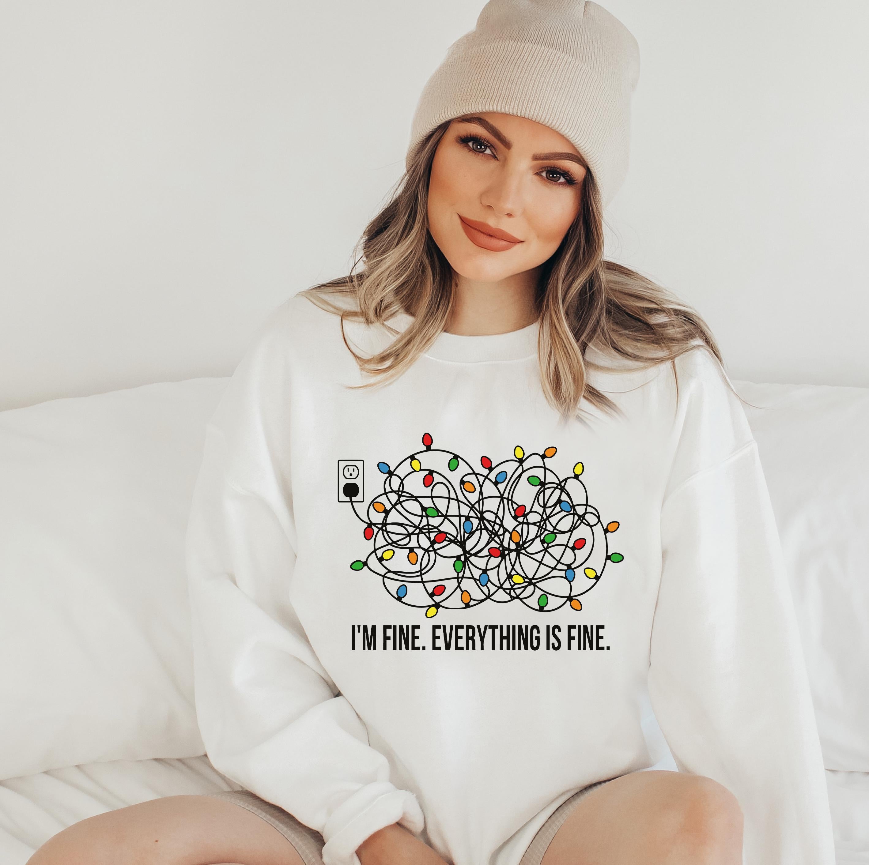 I'm Fine Everything Is Fine Christmas Sweatshirt, Christmas Lights Shirt, Christmas Shirts, Merry Christmas, Holiday Sweater, Christmas Gift