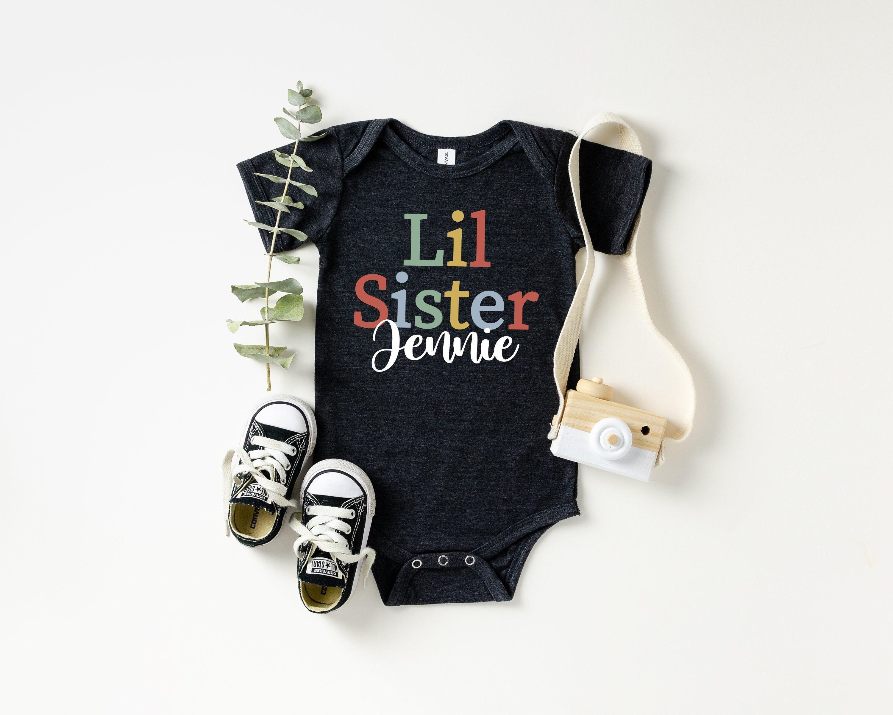 Custom Promoted to Lil Sister Big Sister Shirt, Little Brother Shirts, Announcement Lil Sister Gift Big Sister, Cute Big Toddler Sİs Shirt