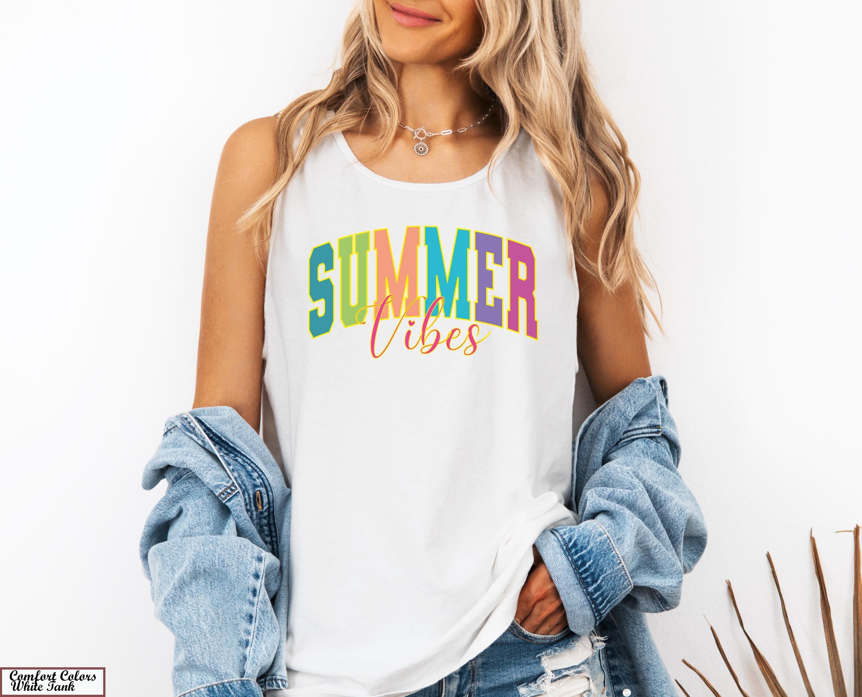 Comfort Colors® Summer Vibes Tank, Summertime Shirt, Trendy Summer Tee, Retro Summer Shirt, Sunshine Tee Shirt, Beach Shirt,Vacation Tee