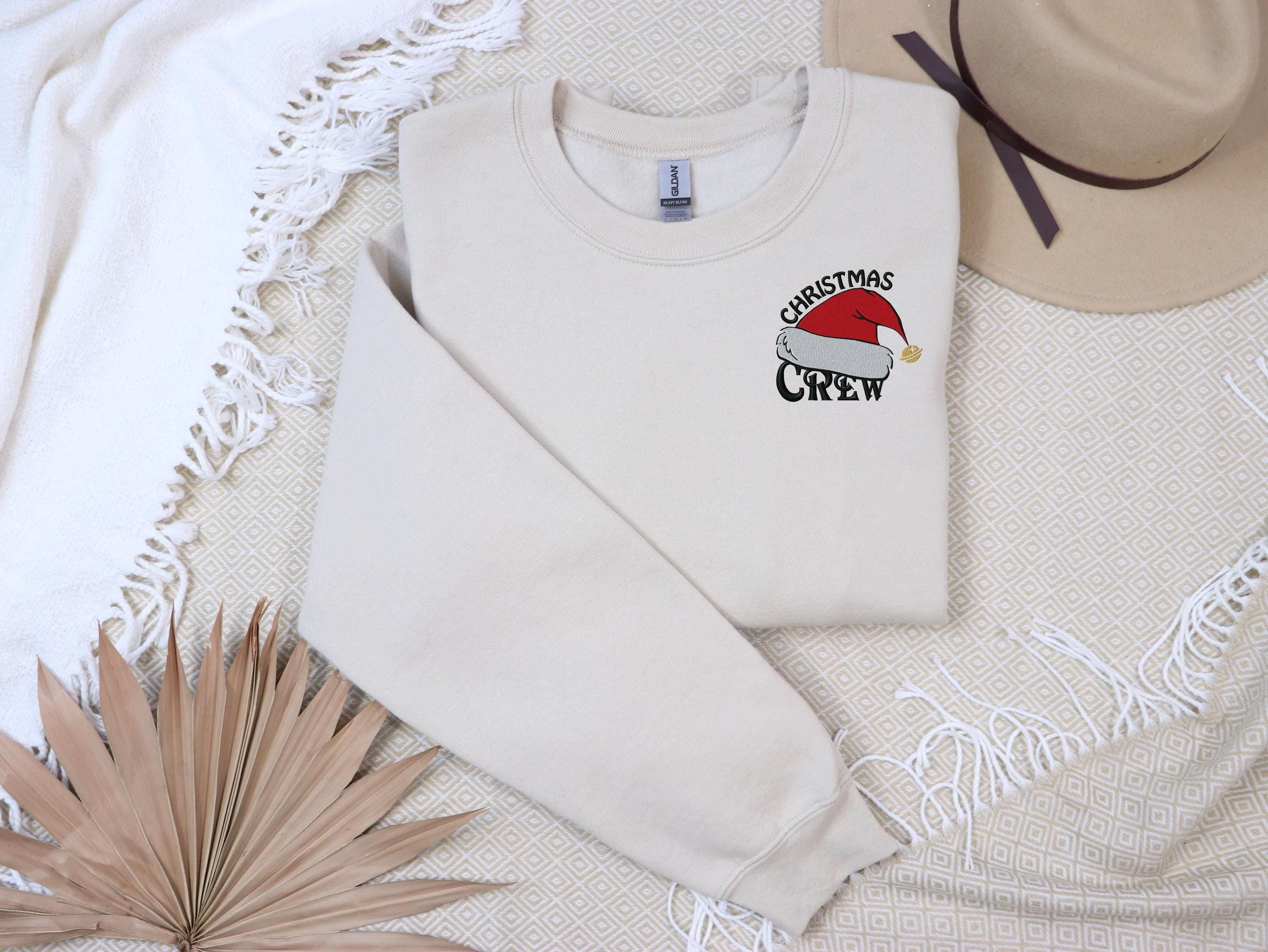 Embroidered Christmas Sweatshirt, Christmas Crew Sweatshirt ,Santa Hat Embroidered Crewneck ,Holiday Matching Family & Friends Sweatshirt
